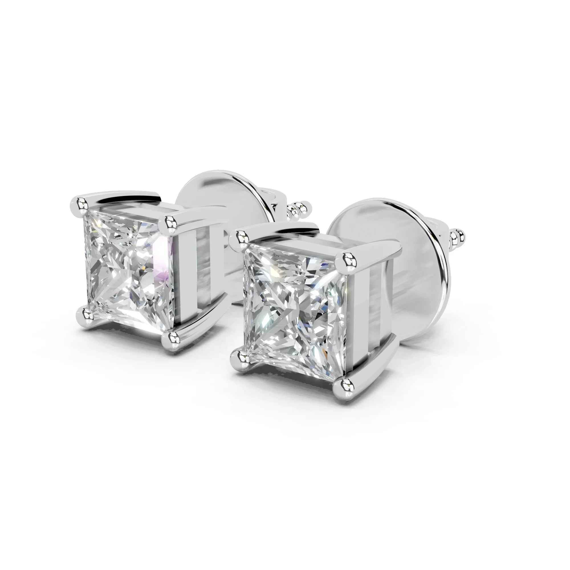 2.8 Carat Patricia Princess Cut Solitaire Studs