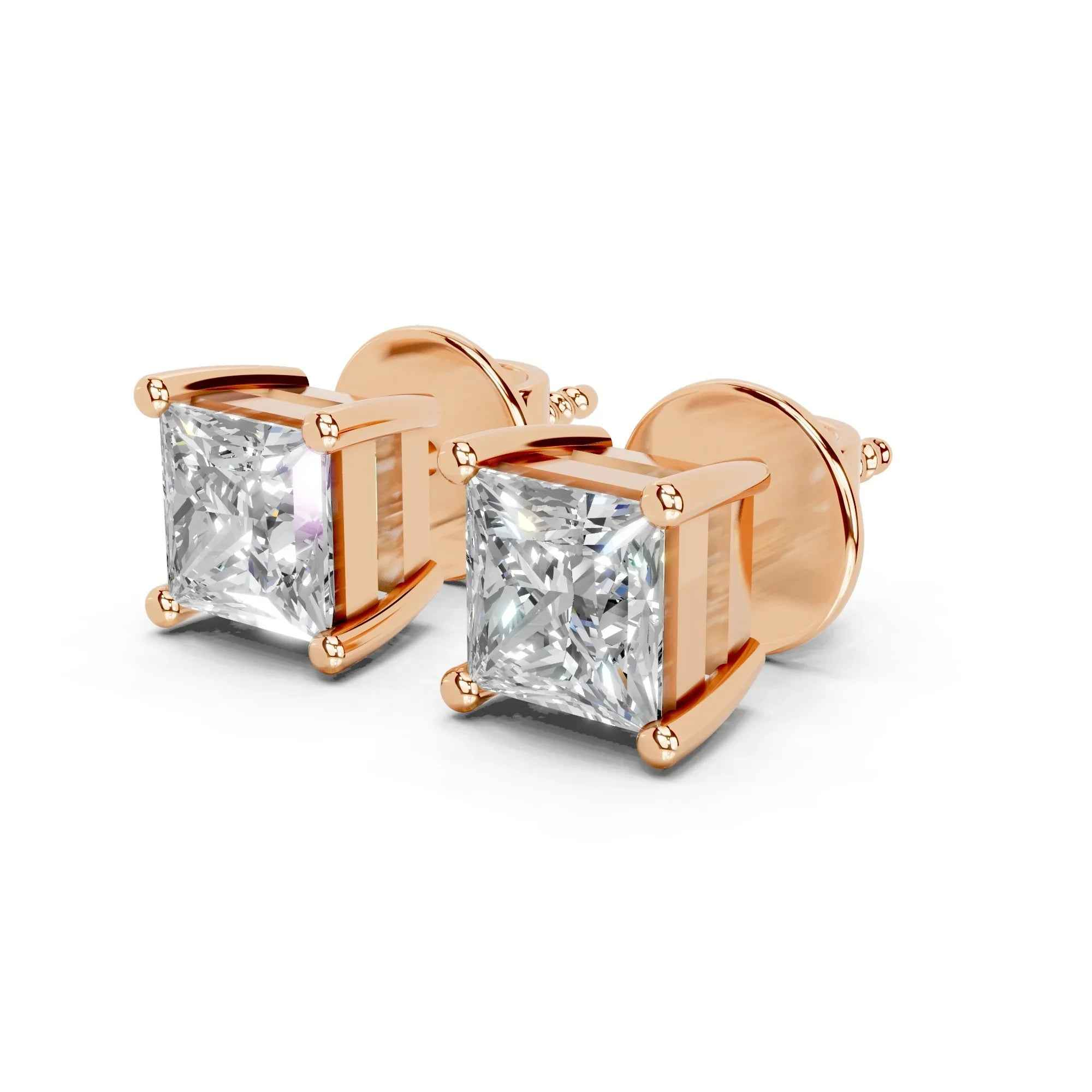2.8 Carat Patricia Princess Cut Solitaire Studs