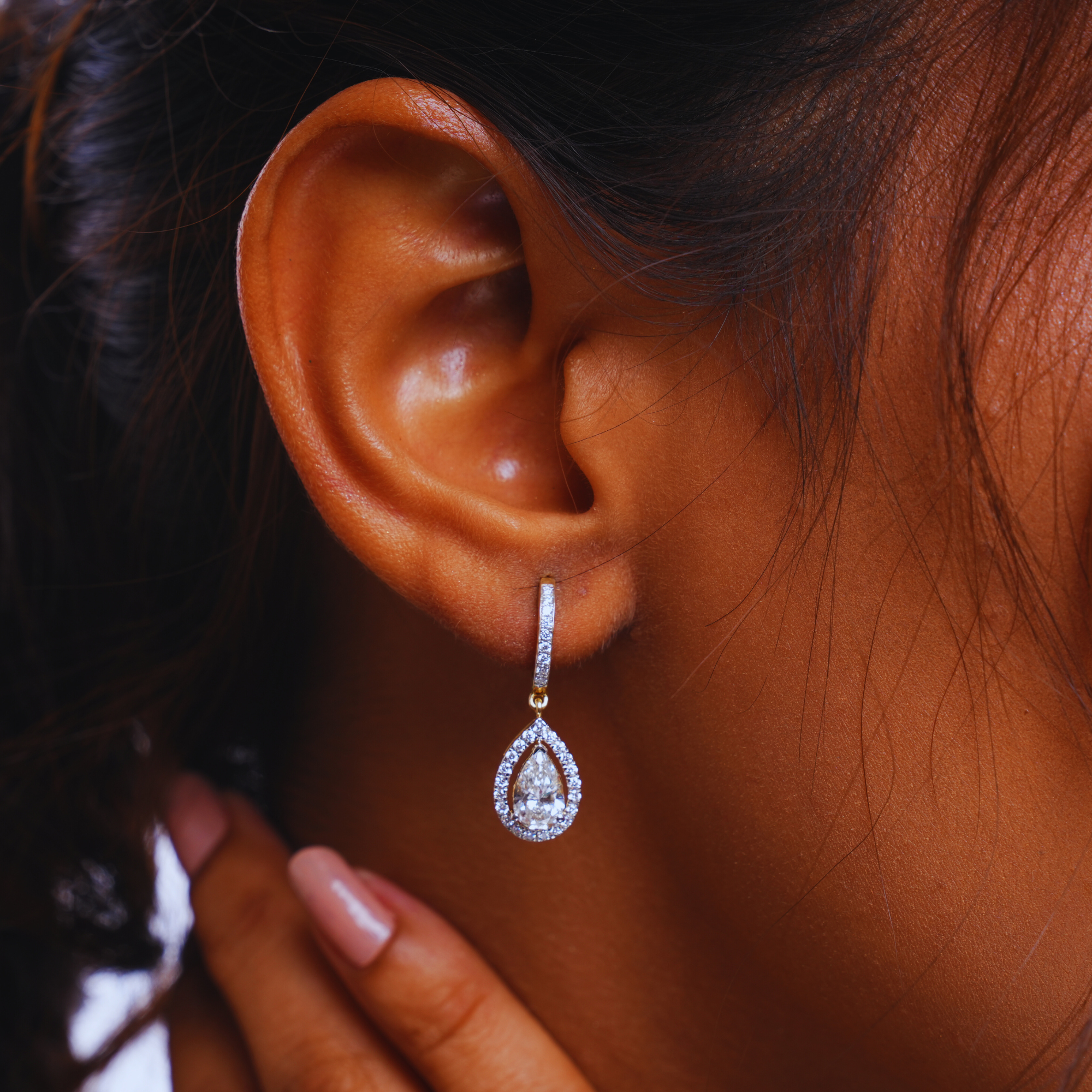 Gilded Dewdrop Diamond Earrings
