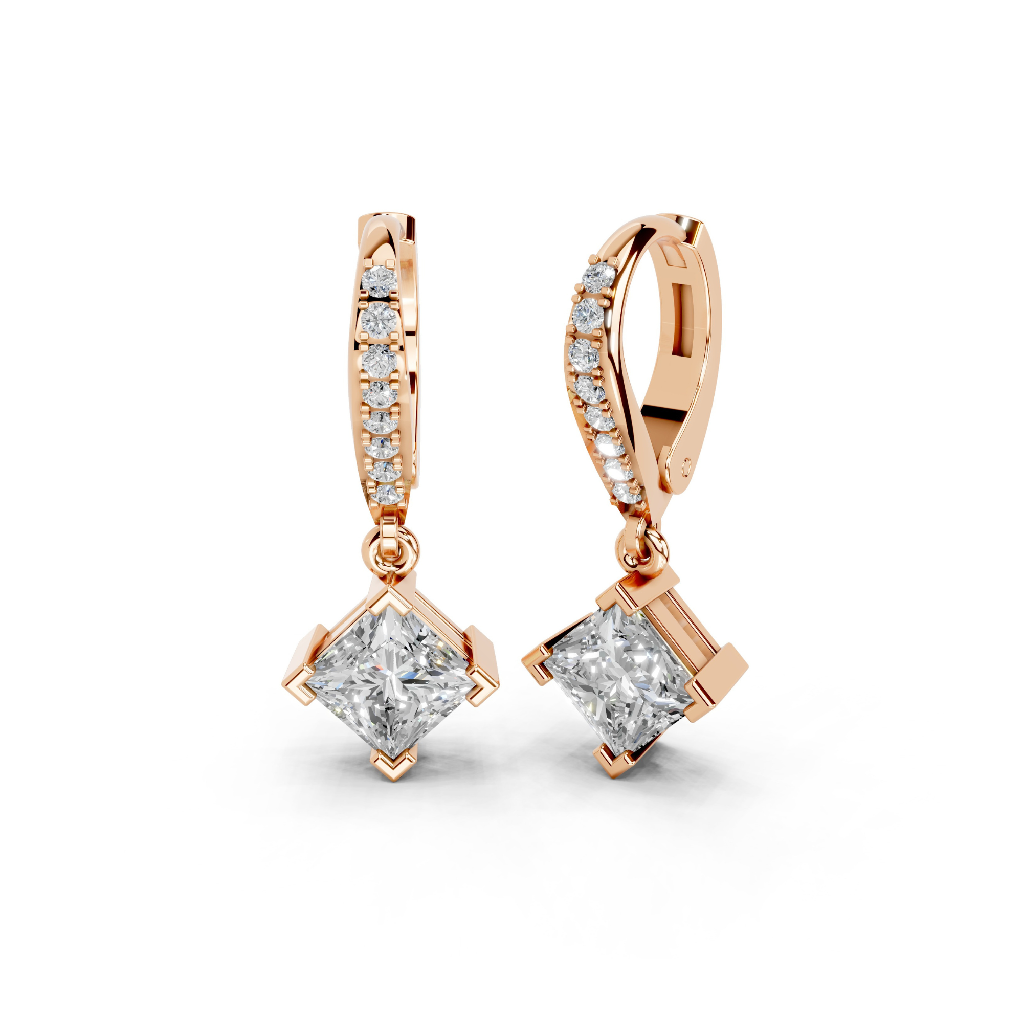 2.2 Carat Princess Cut Solitaire Drops