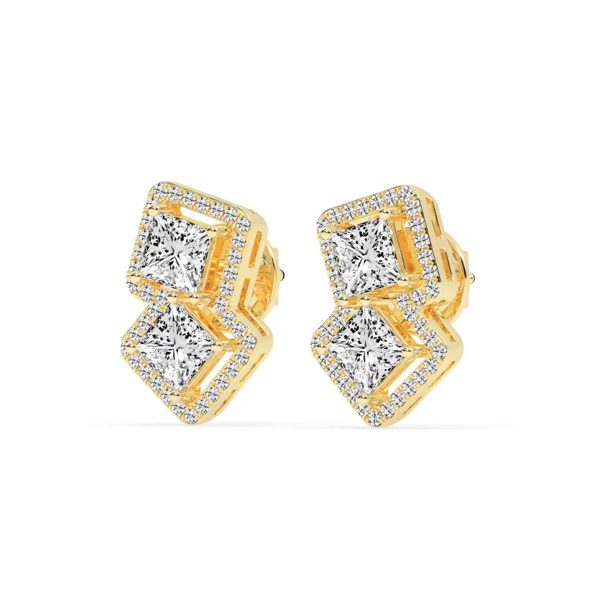 Passion Pair Princess Cut Diamond Earrings