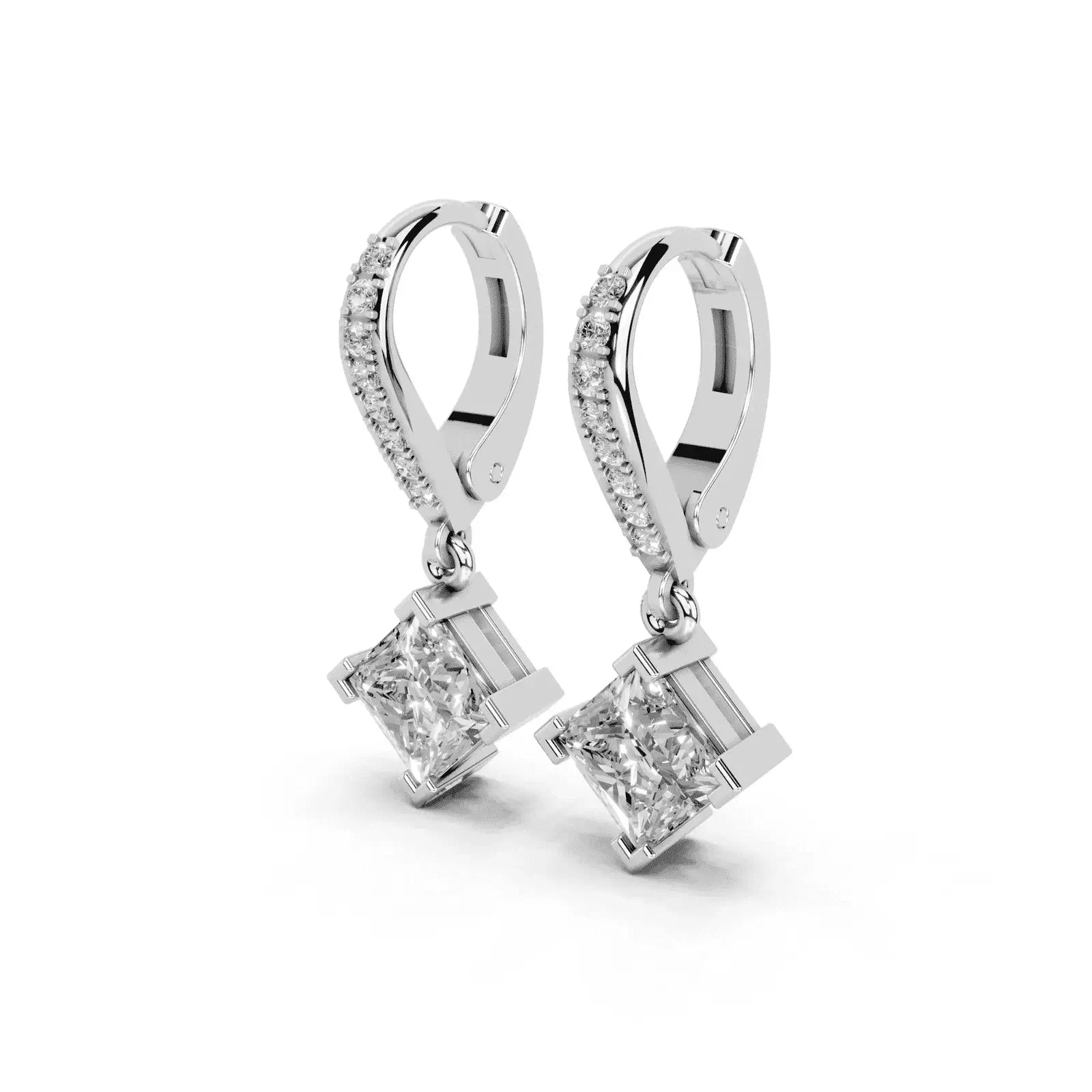 2.2 Carat Princess Cut Solitaire Drops