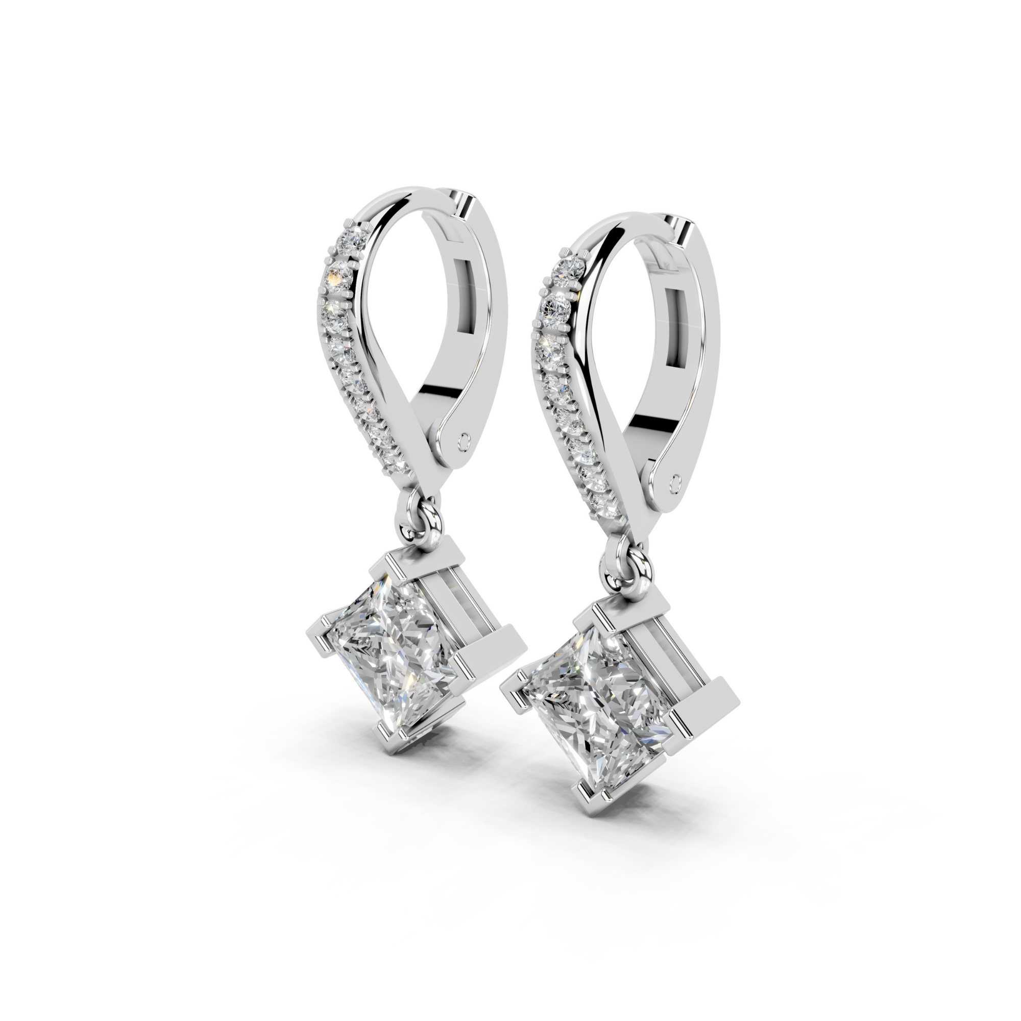 2.2 Carat Princess Cut Solitaire Drops