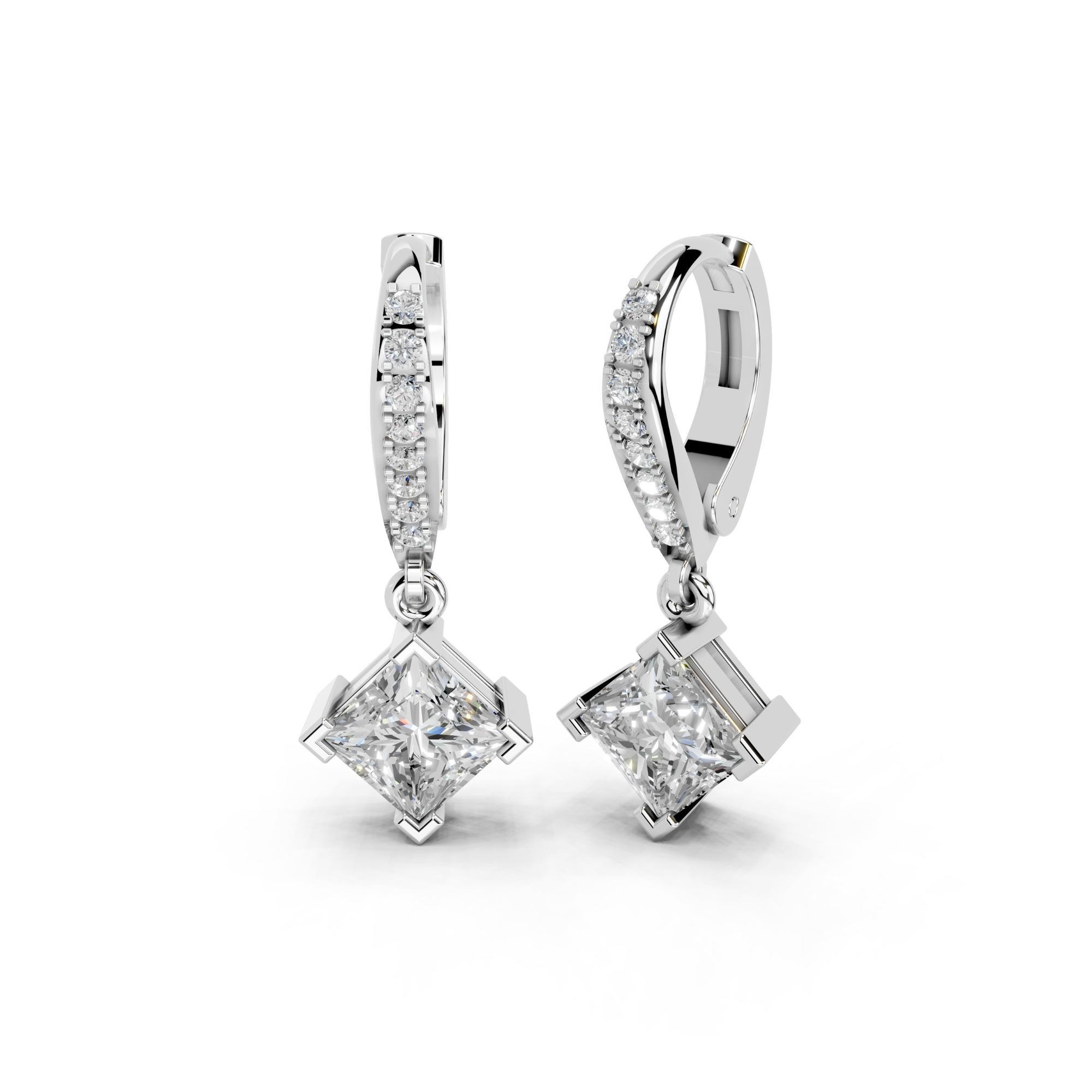 2.2 Carat Princess Cut Solitaire Drops