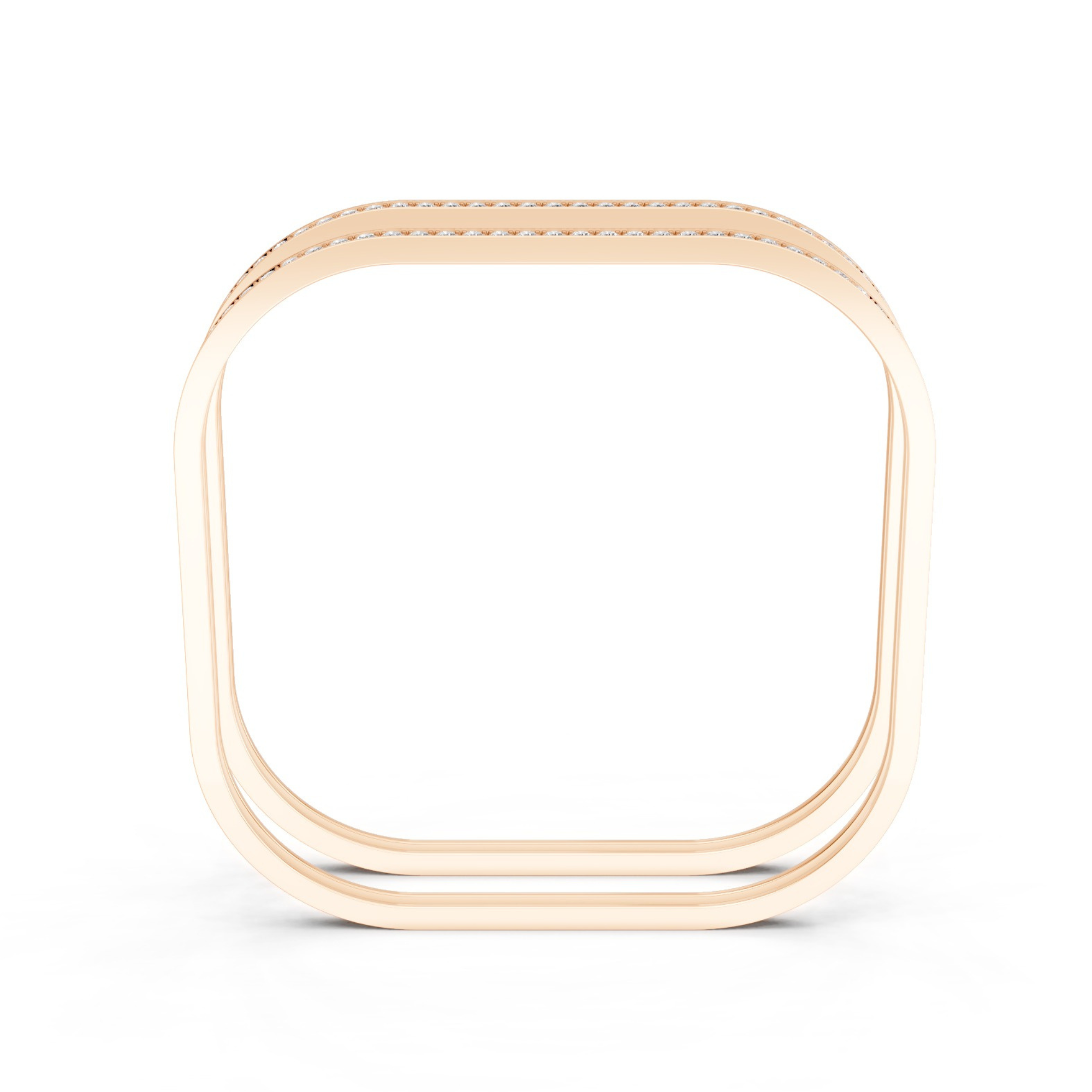 Diamond-Studded Square Bangle Pair