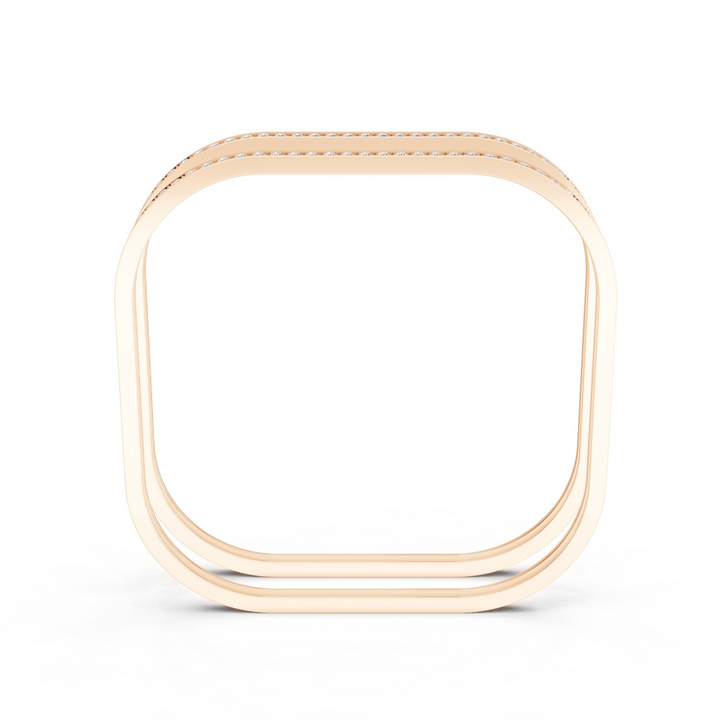 Diamond-Studded Square Bangle Pair