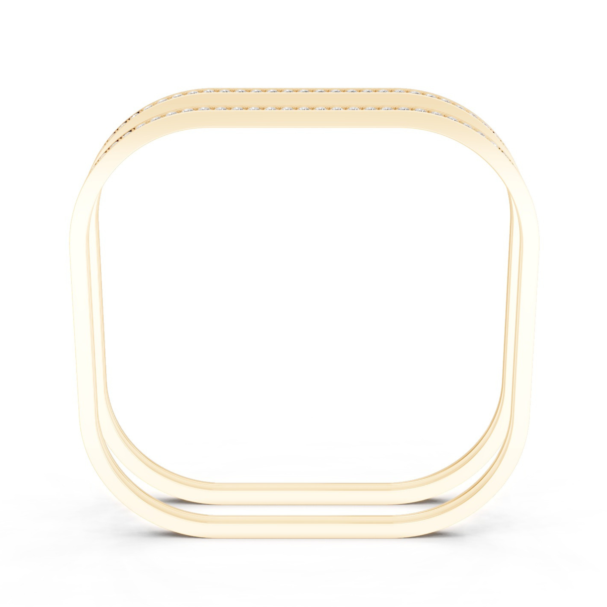 Diamond-Studded Square Bangle Pair