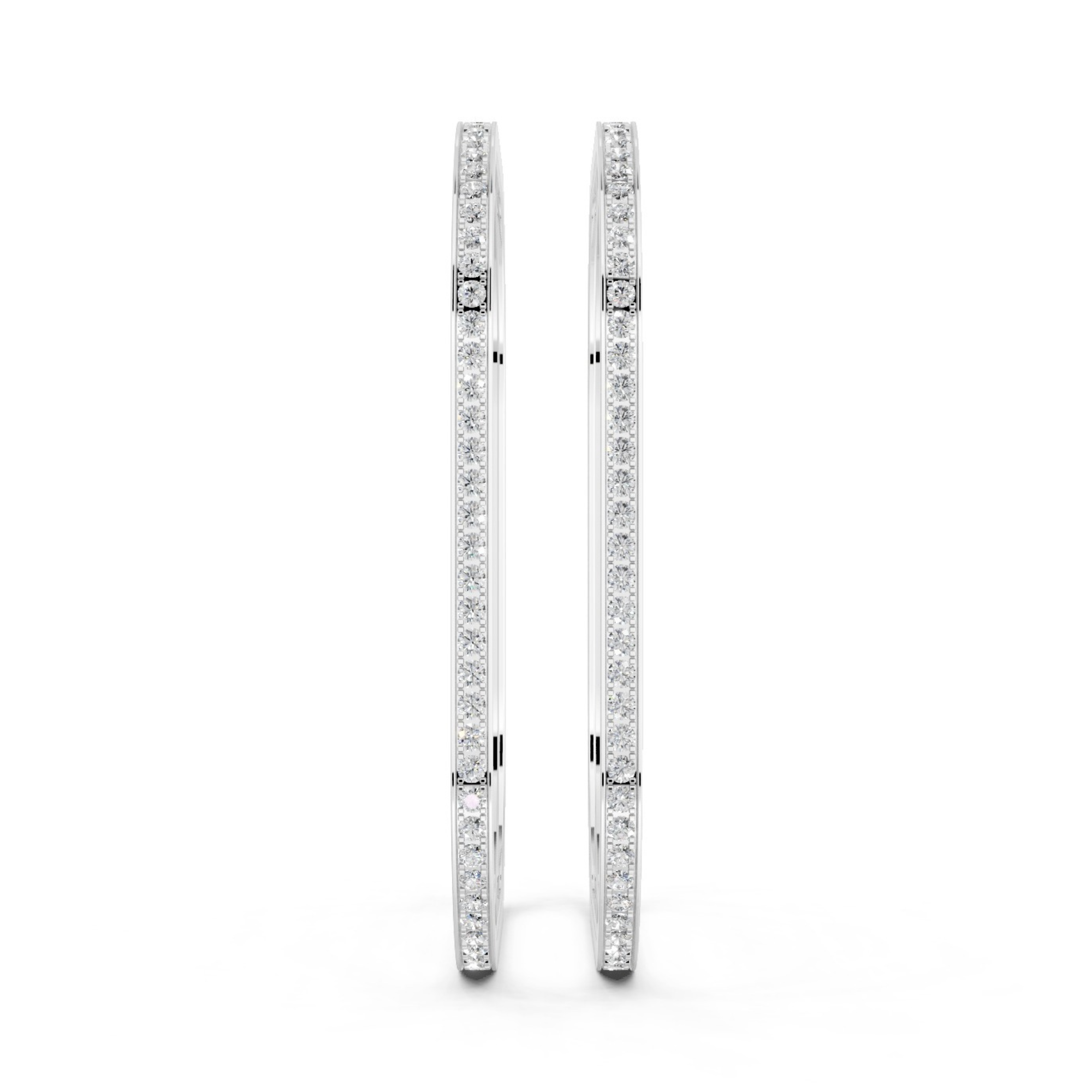 Diamond-Studded Square Bangle Pair