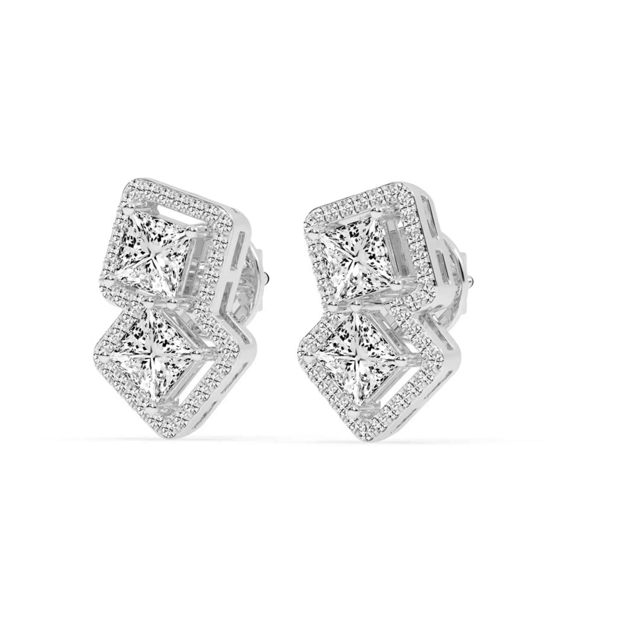 Passion Pair Princess Cut Diamond Earrings