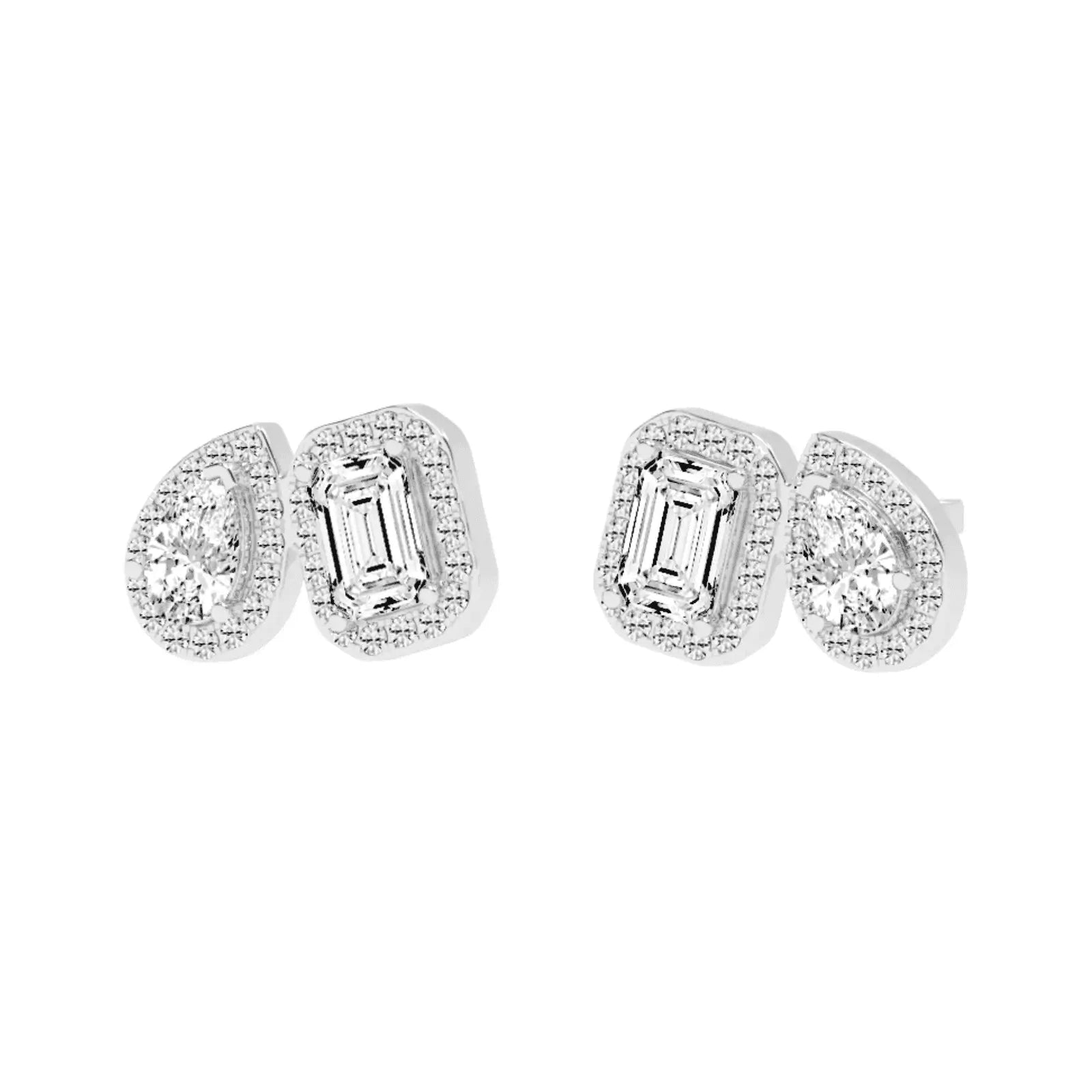 3.3 CT Toi Et Moi Emerald and Pear Earrings