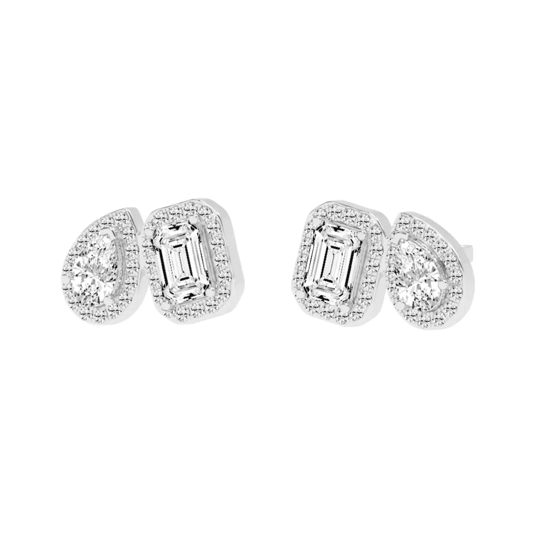 3.3 CT Toi Et Moi Emerald and Pear Earrings