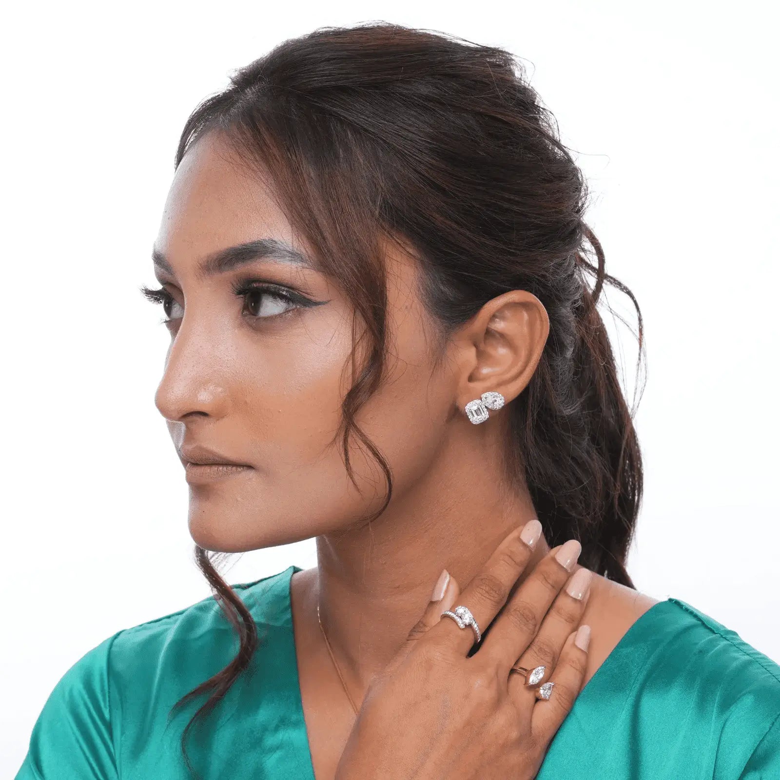 3.3 CT Toi Et Moi Emerald and Pear Earrings