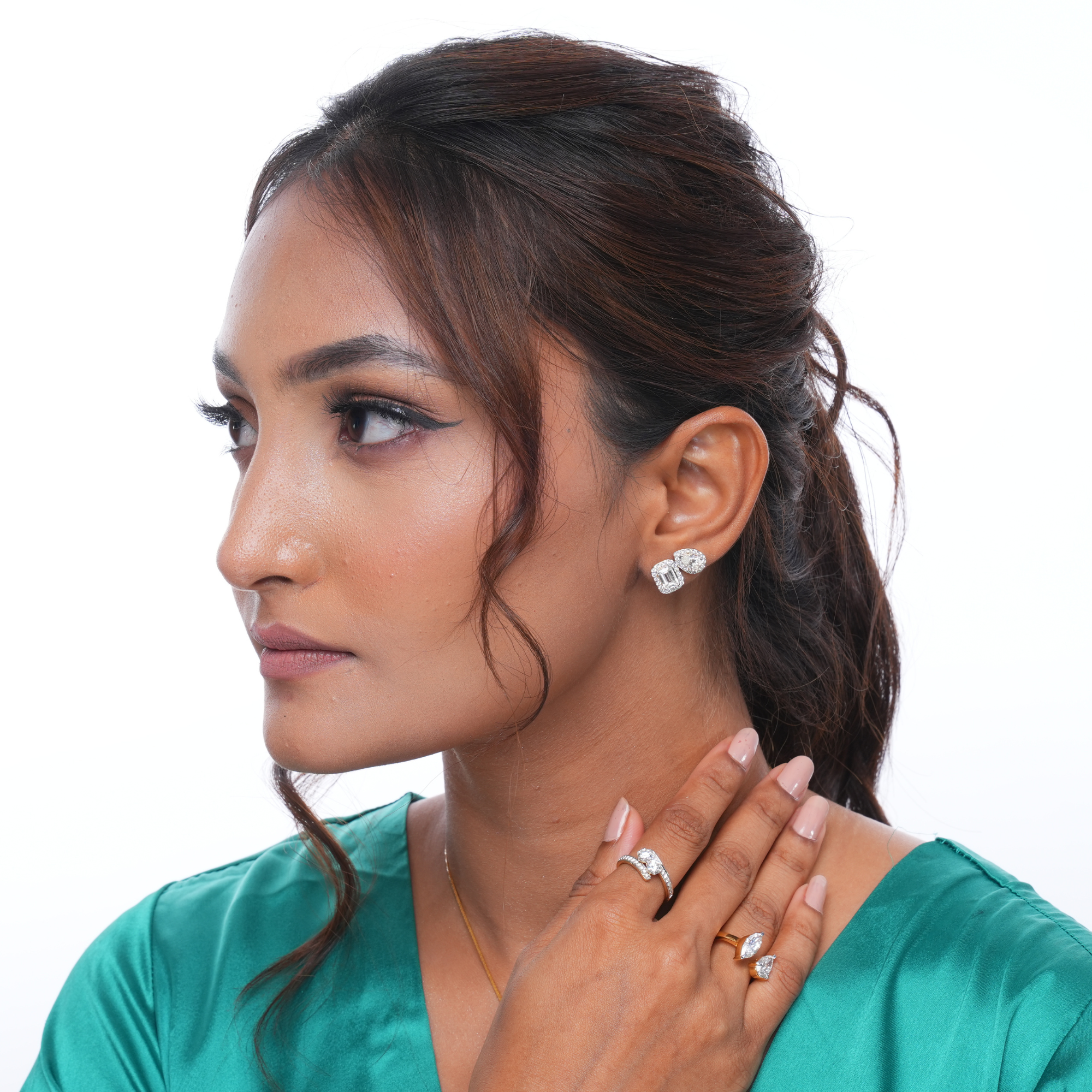 3.3 CT Toi Et Moi Emerald and Pear Earrings