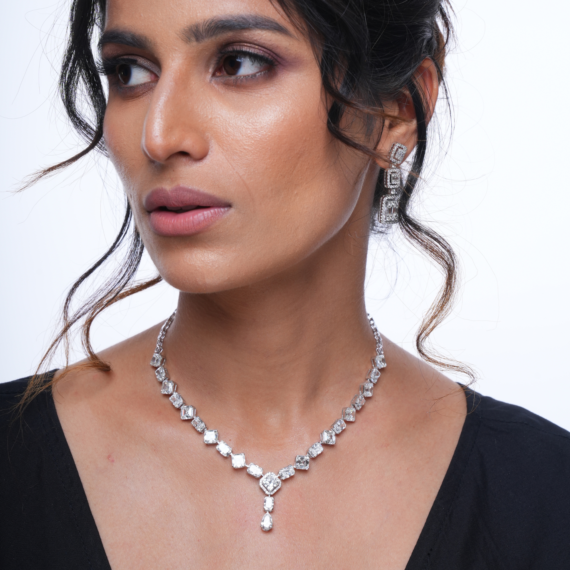 Radiant Asscher Solitaire Diamond Necklace