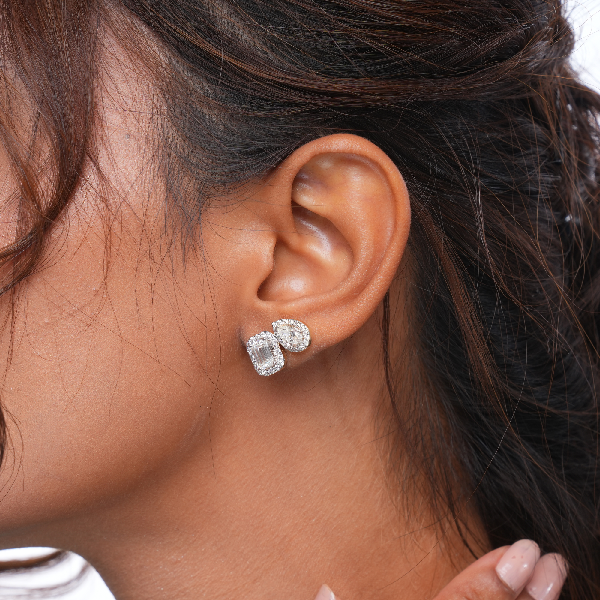 3.3 CT Toi Et Moi Emerald and Pear Earrings