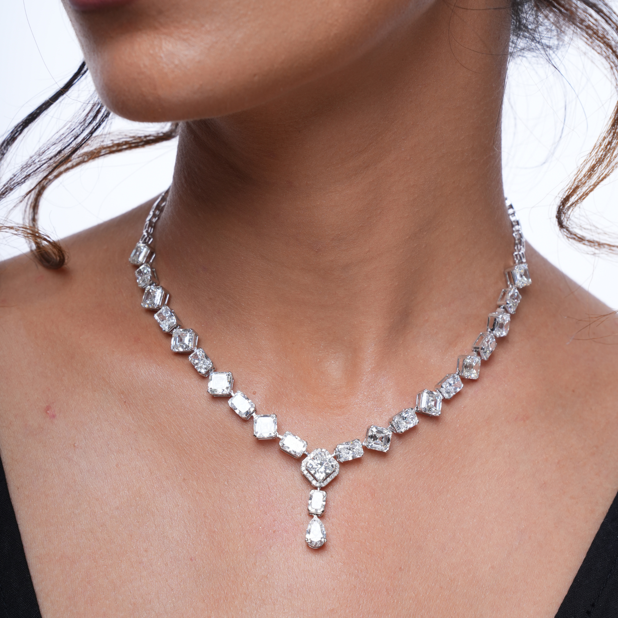 Radiant Asscher Solitaire Diamond Necklace