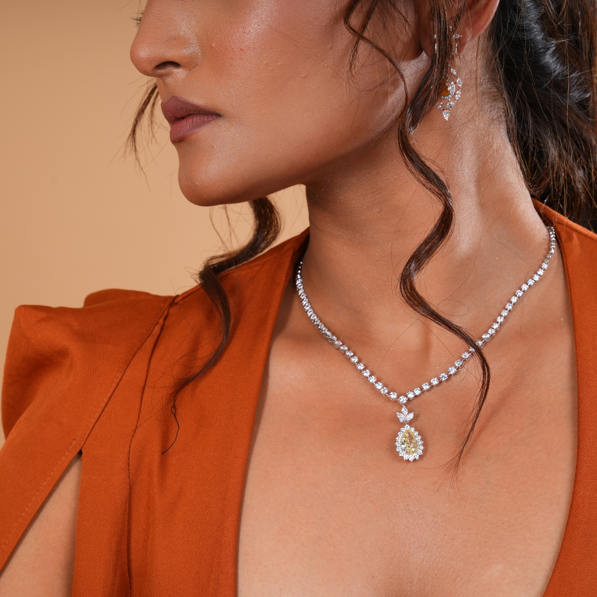 Amber Aura Diamond Necklace