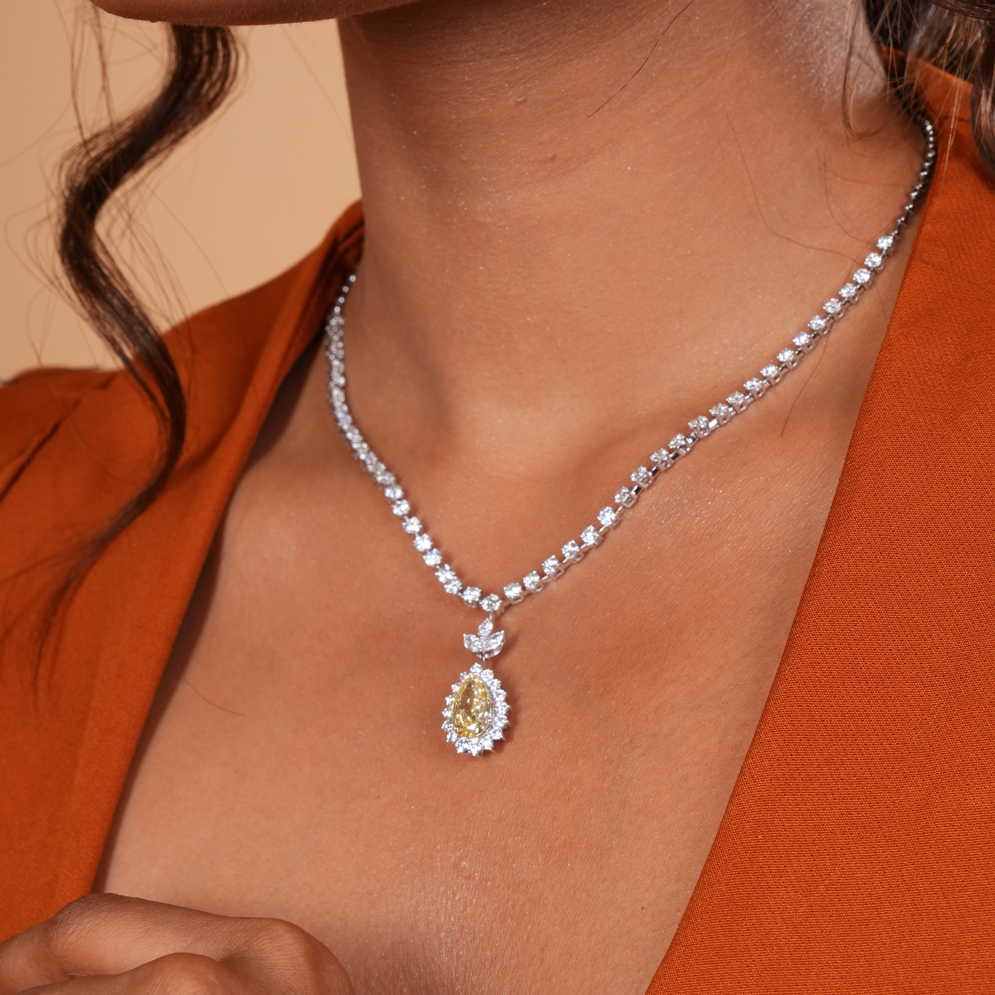 Amber Aura Diamond Necklace