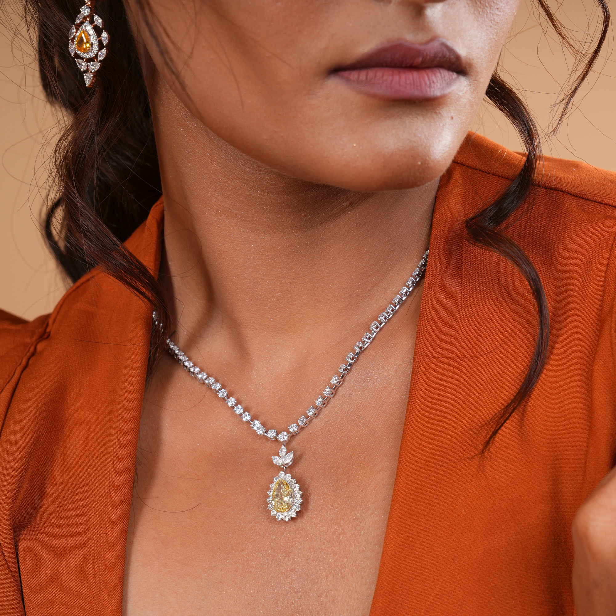 Amber Aura Diamond Necklace