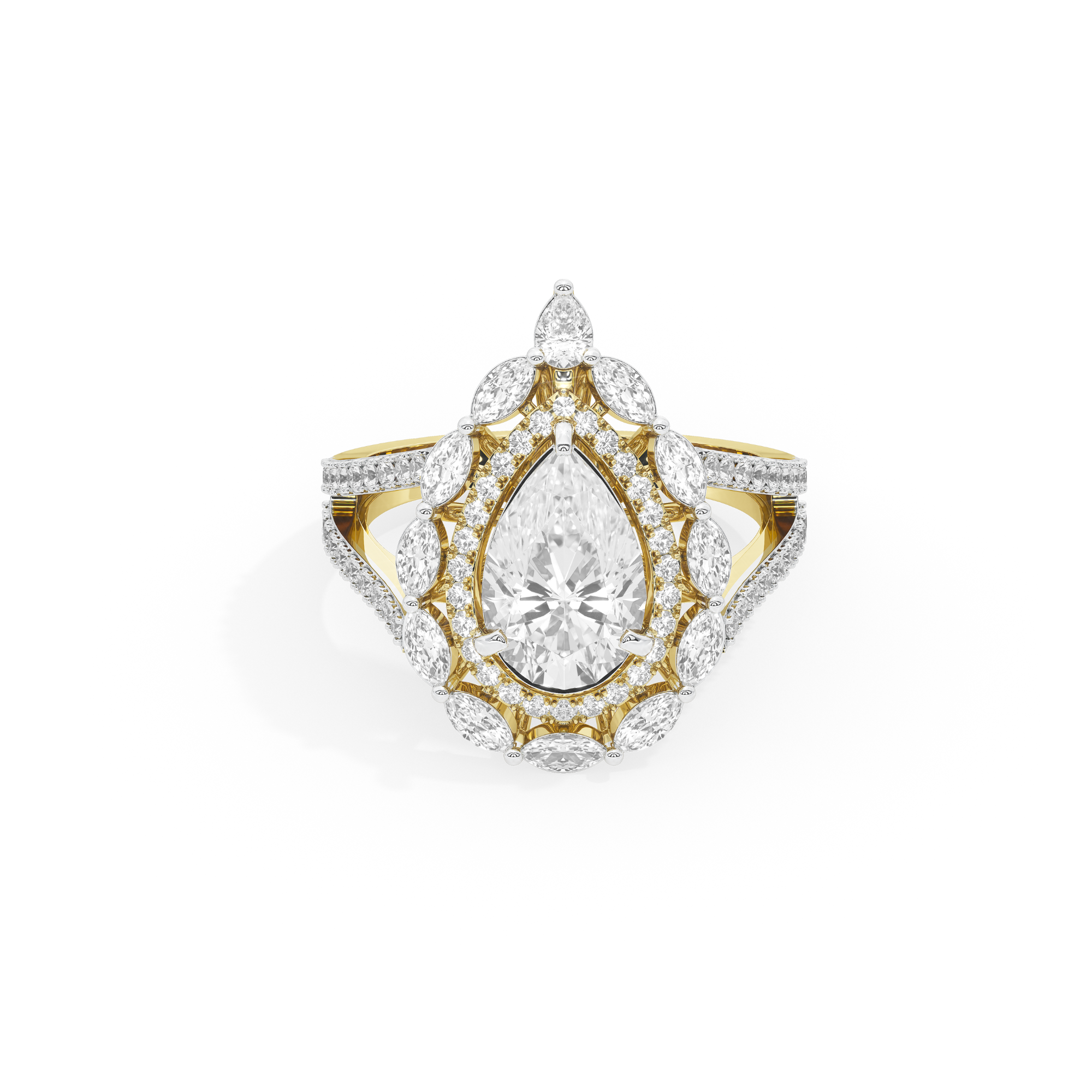 2 CT Amber Crown Diamond Ring