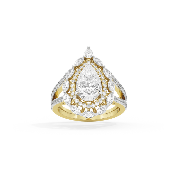 2 CT Amber Crown Diamond Ring