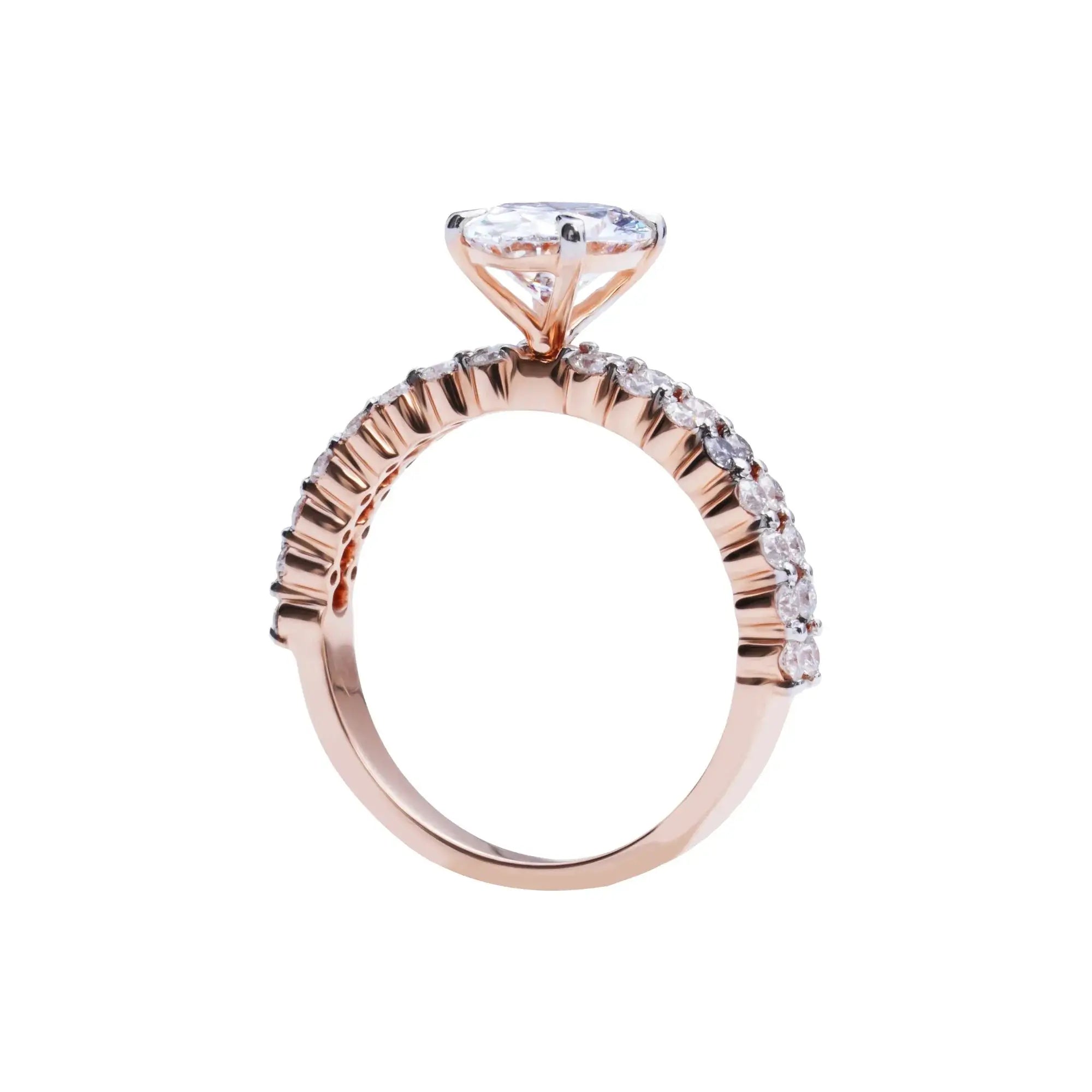 Glided Crescent Oval Solitaire Ring