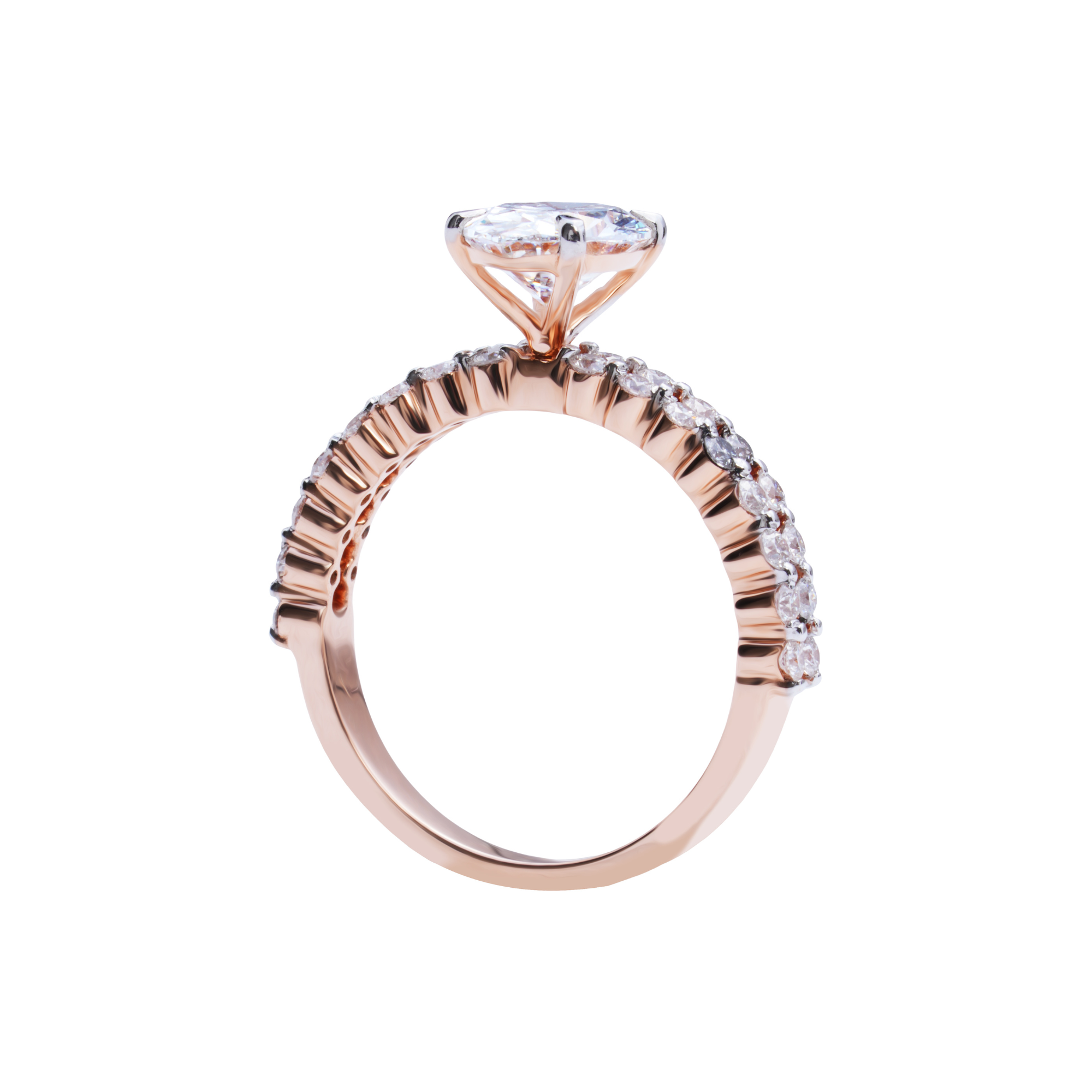 Glided Crescent Oval Solitaire Ring
