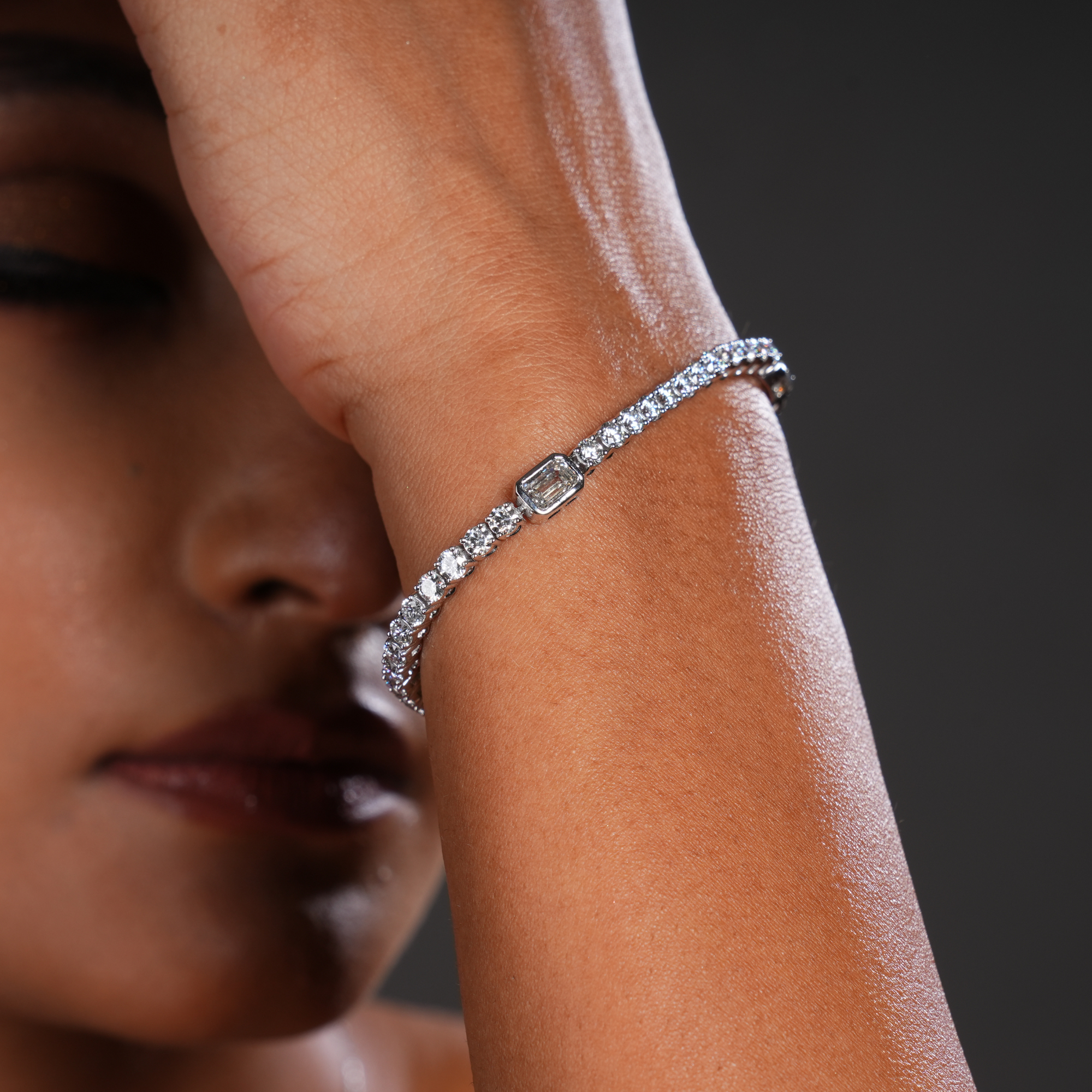 11 Cent Emerald Station Tennis Bracelet