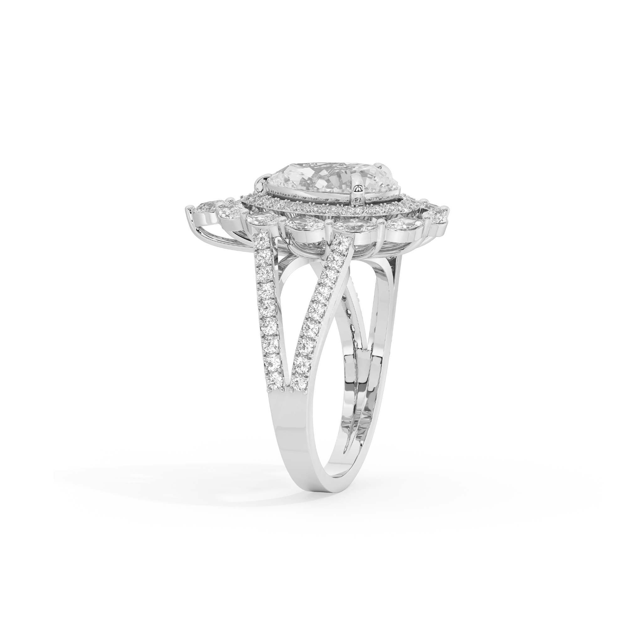 2 CT Amber Crown Diamond Ring