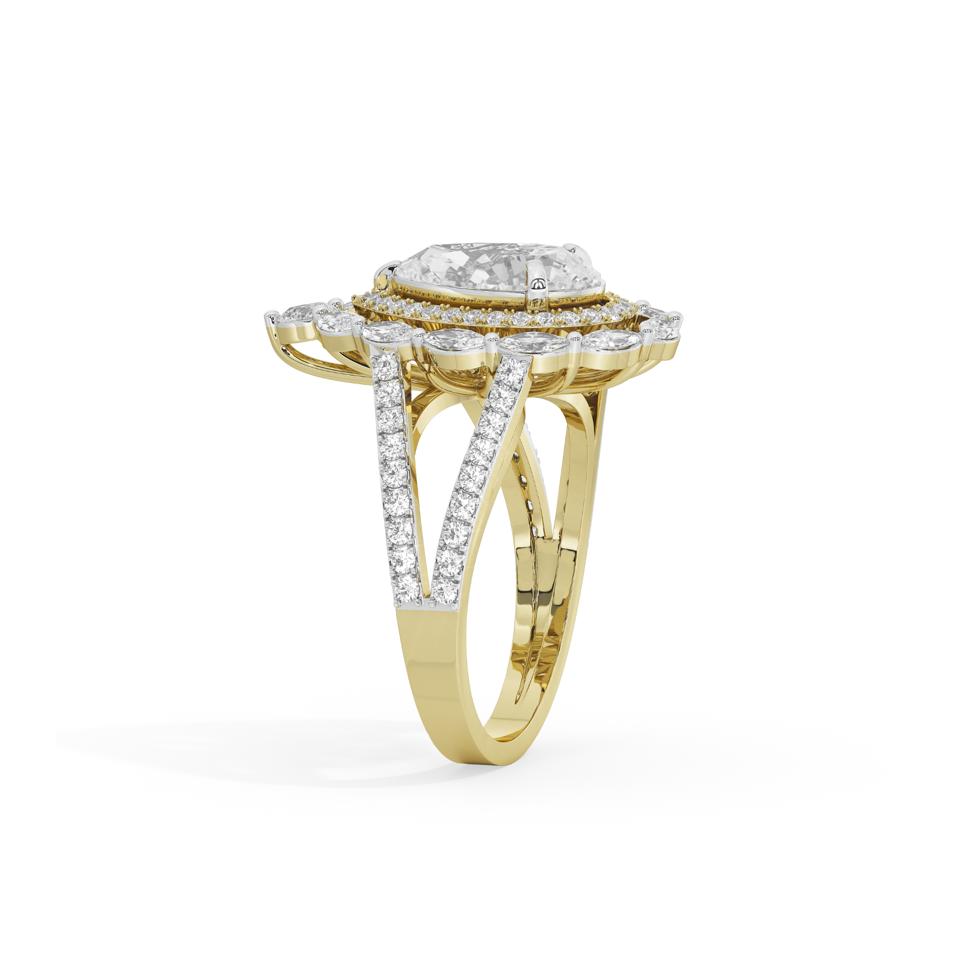 2 CT Amber Crown Diamond Ring