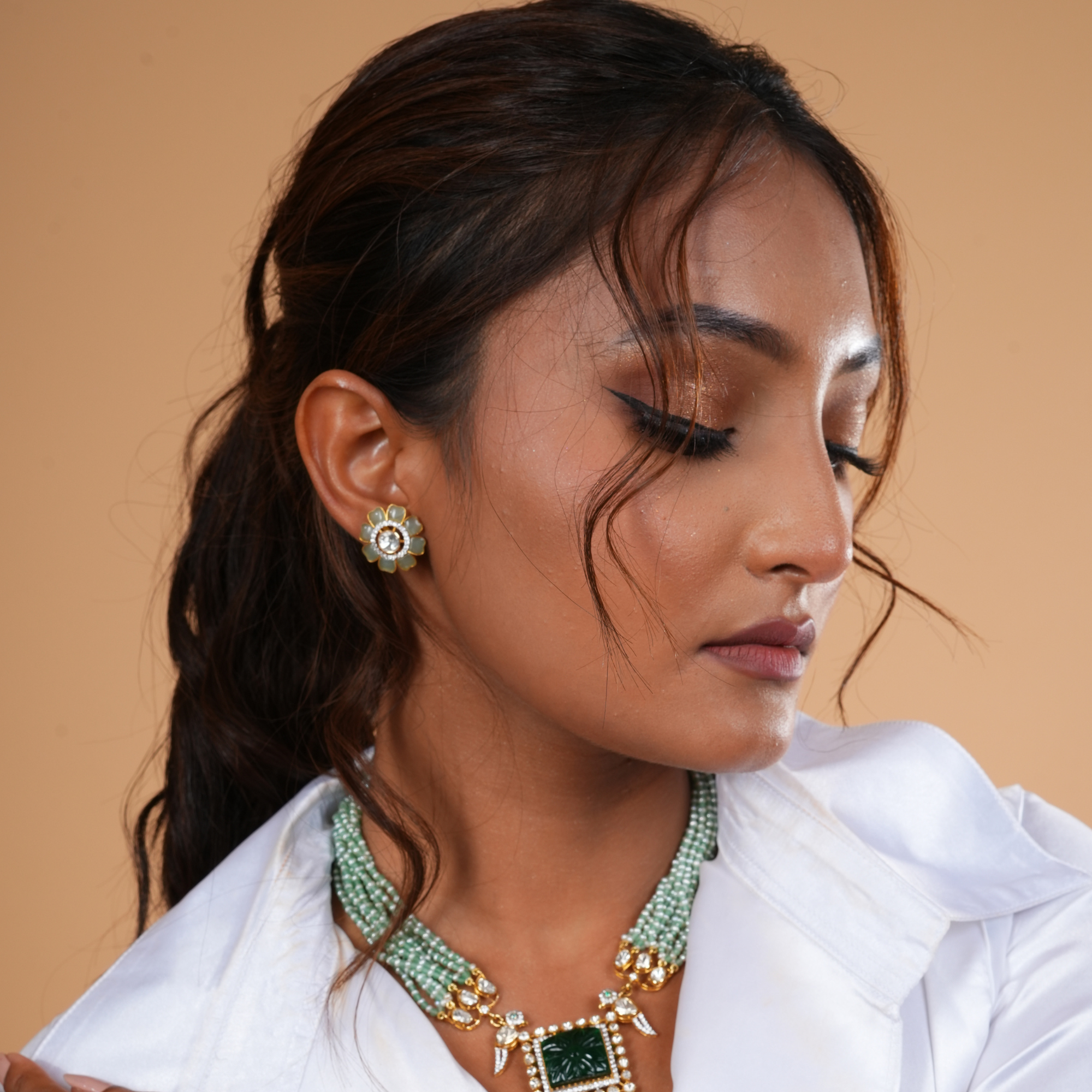 Aadhira Lustre Lab Grown Polki Earrings