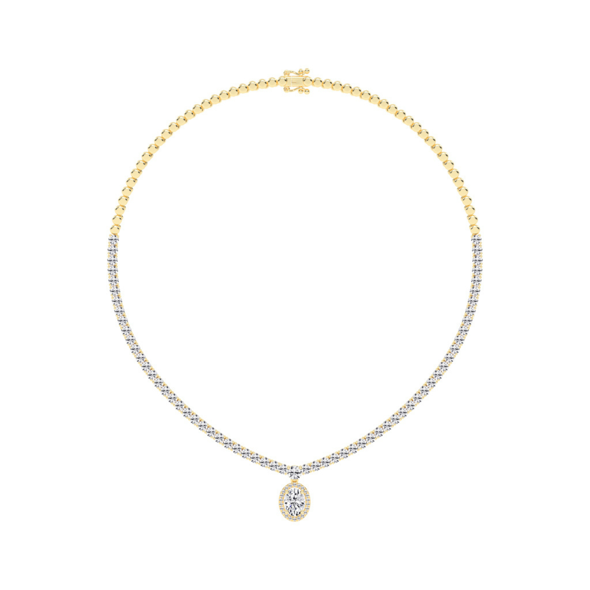 Lustrous Ellipse Diamond Necklace