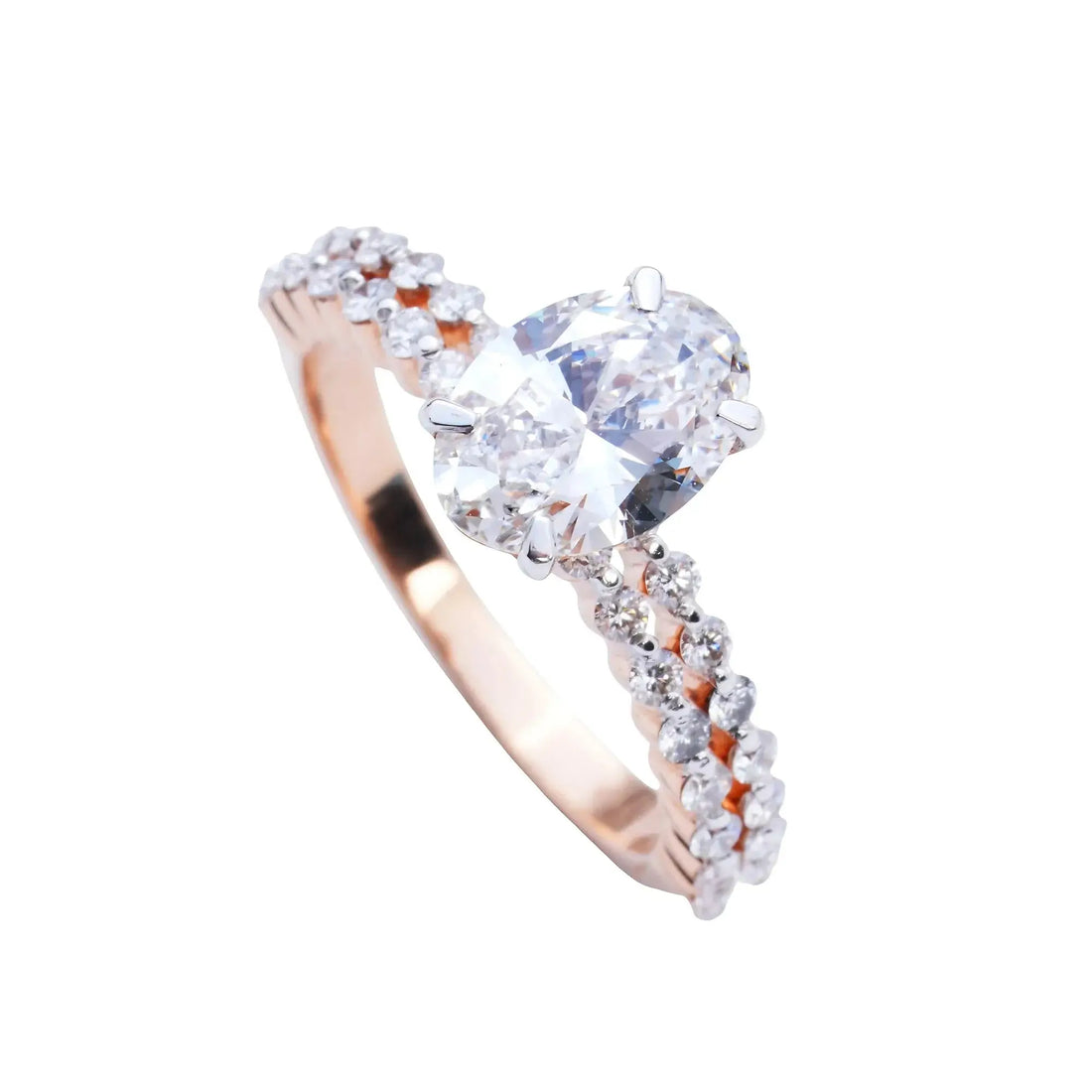Glided Crescent Oval Solitaire Ring