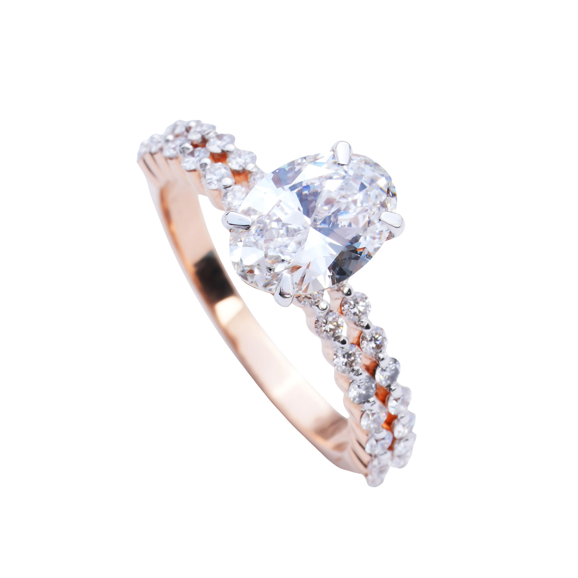 Glided Crescent Oval Solitaire Ring