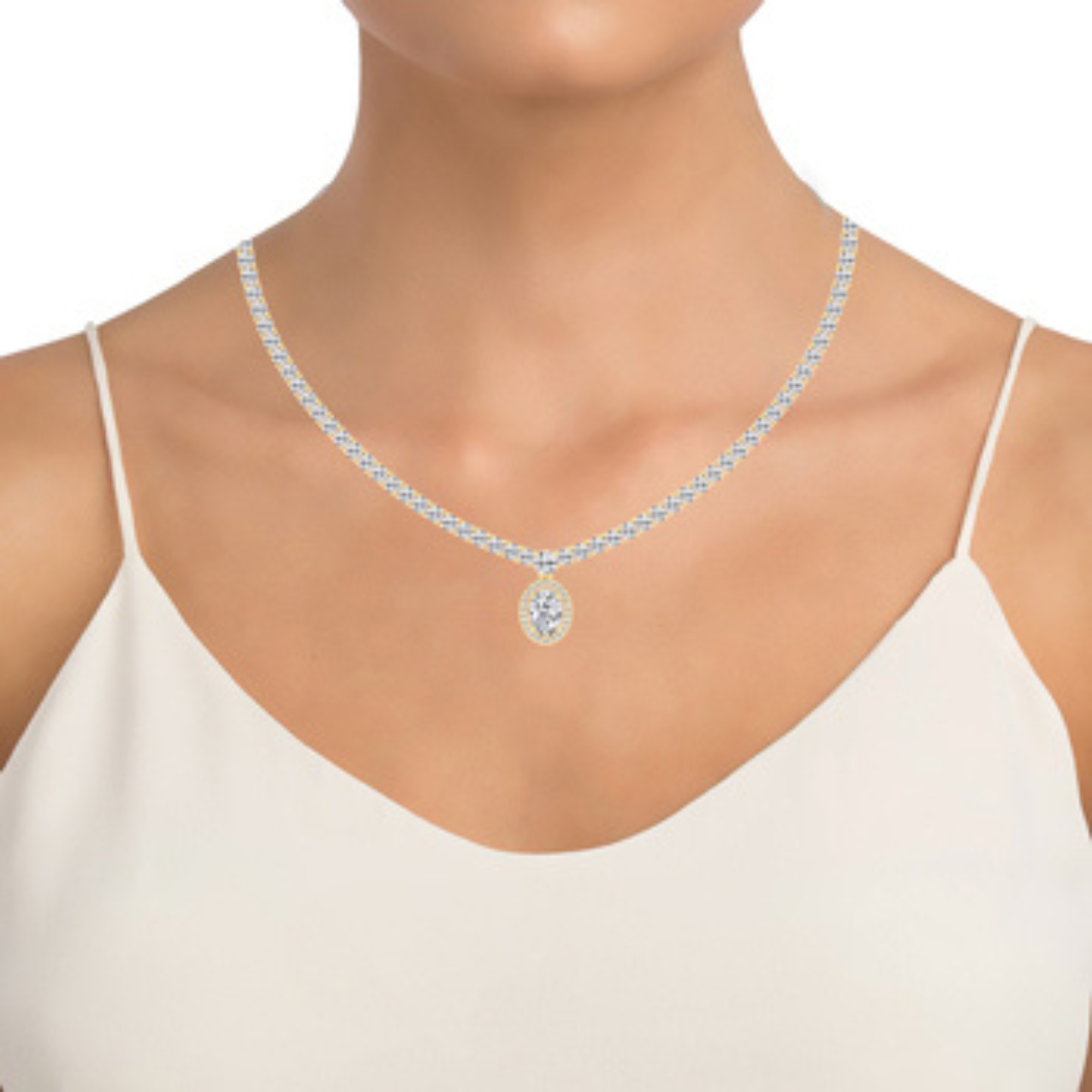 Lustrous Ellipse Diamond Necklace