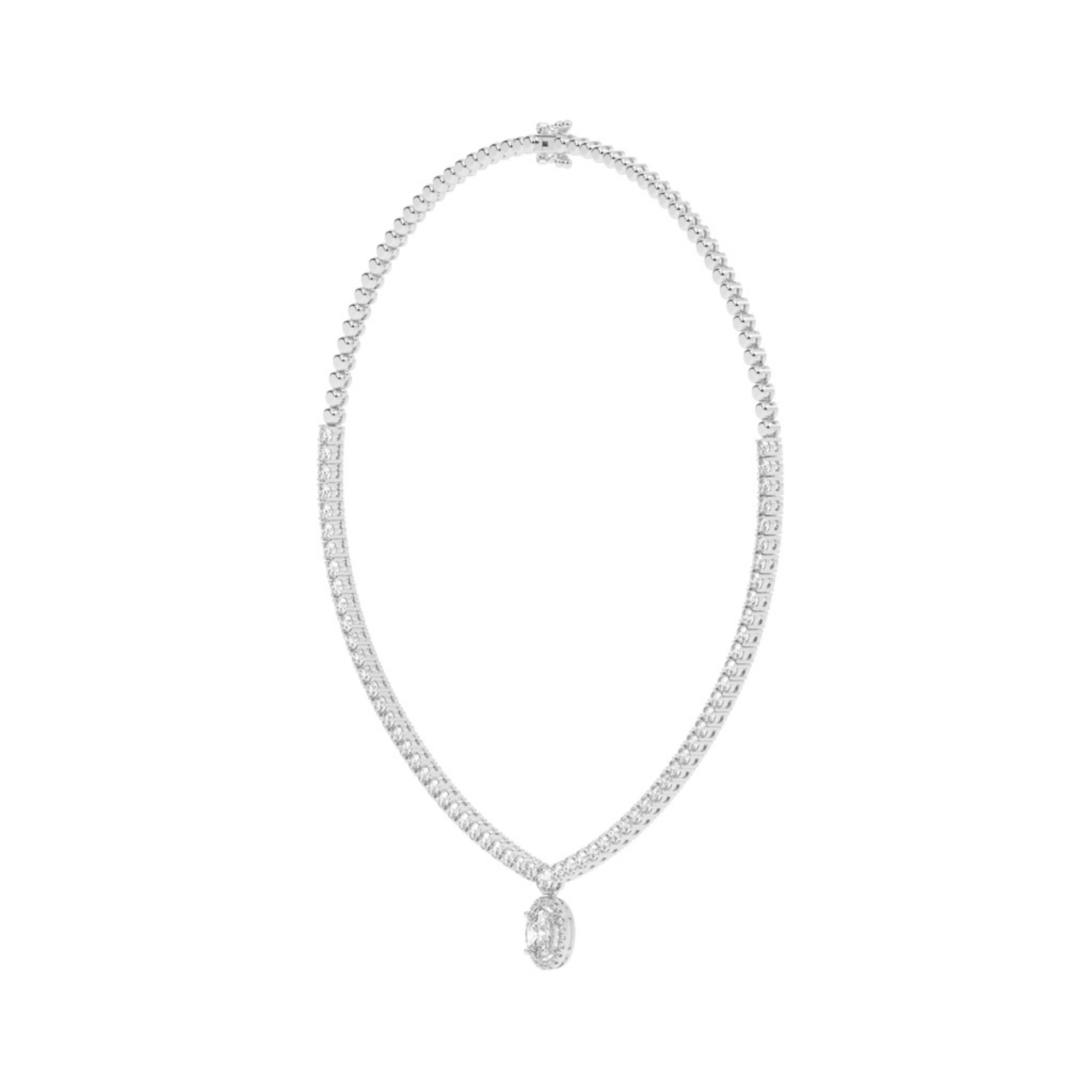 Lustrous Ellipse Diamond Necklace
