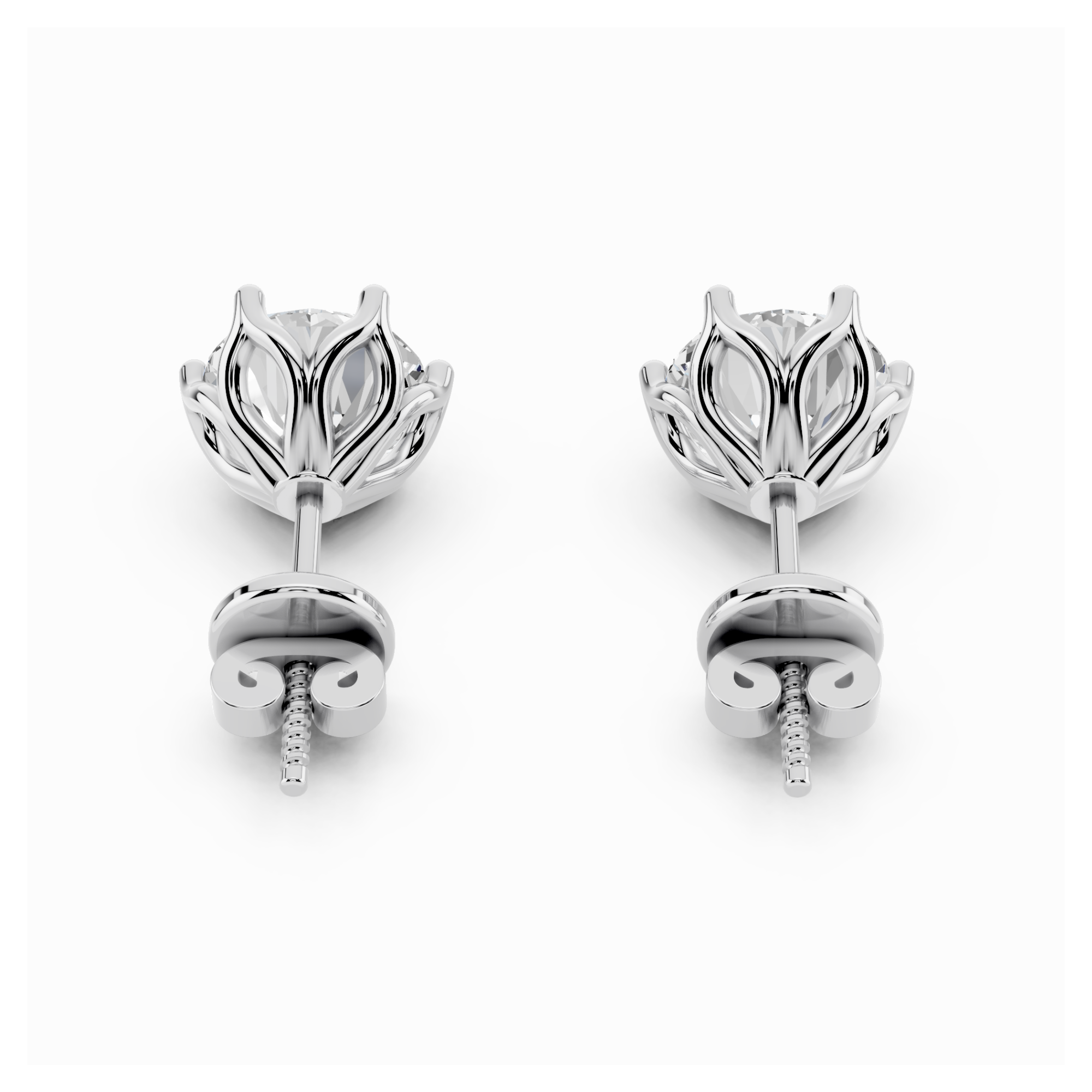 3 Carat Lotus Petal Solitaire Earrings