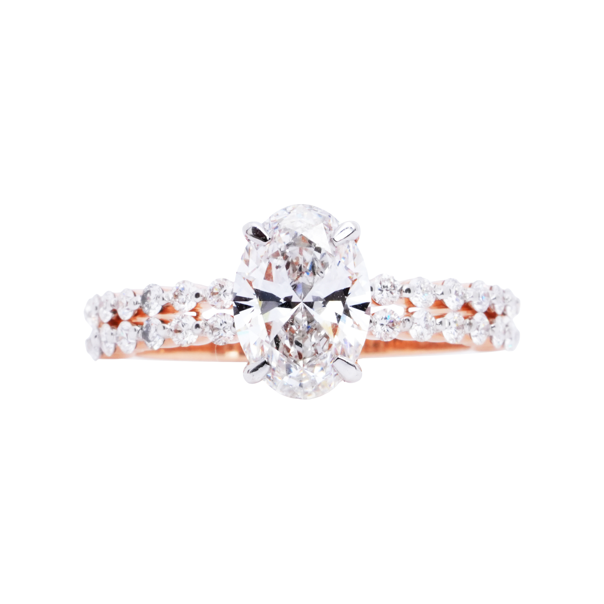 Glided Crescent Oval Solitaire Ring