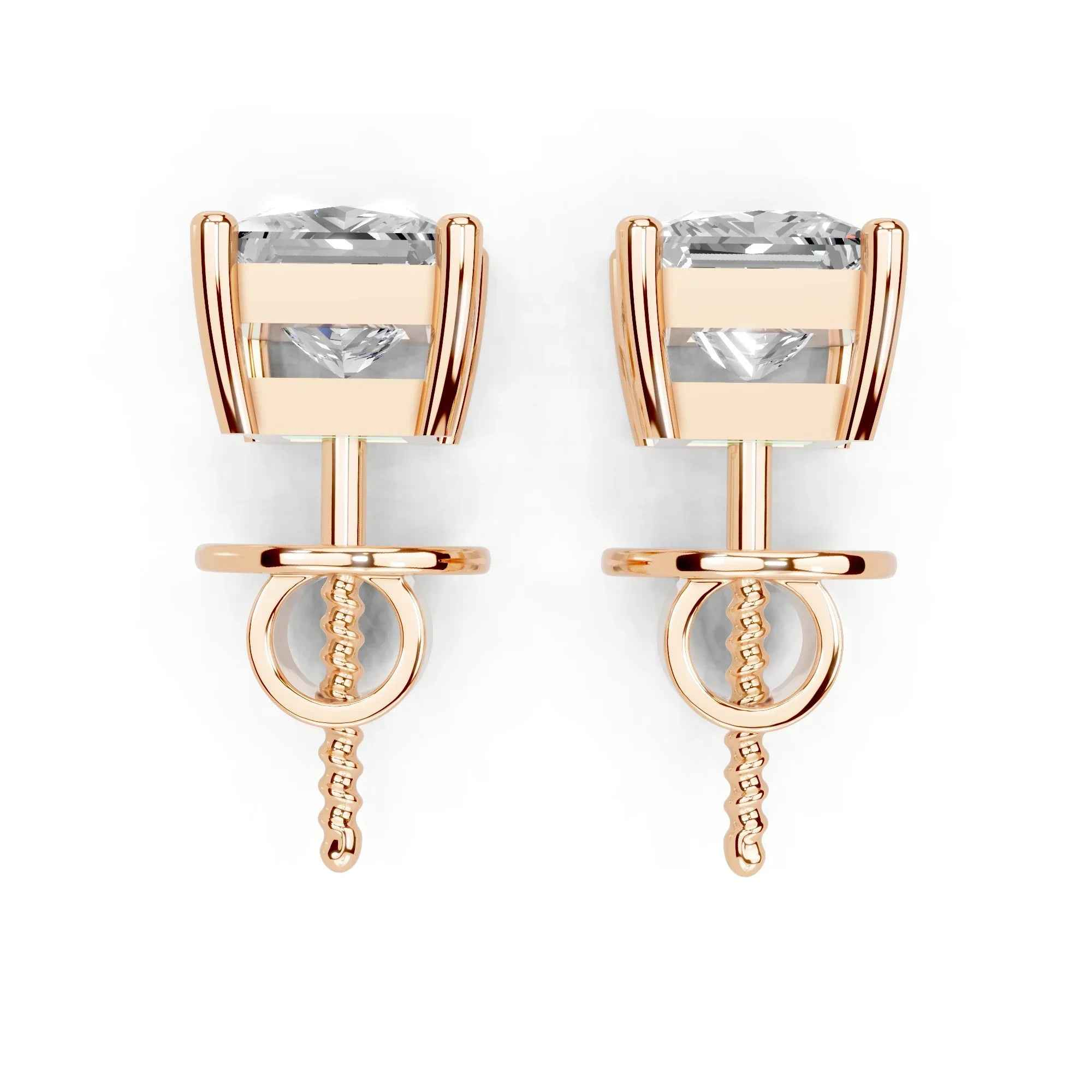 2.8 Carat Patricia Princess Cut Solitaire Studs