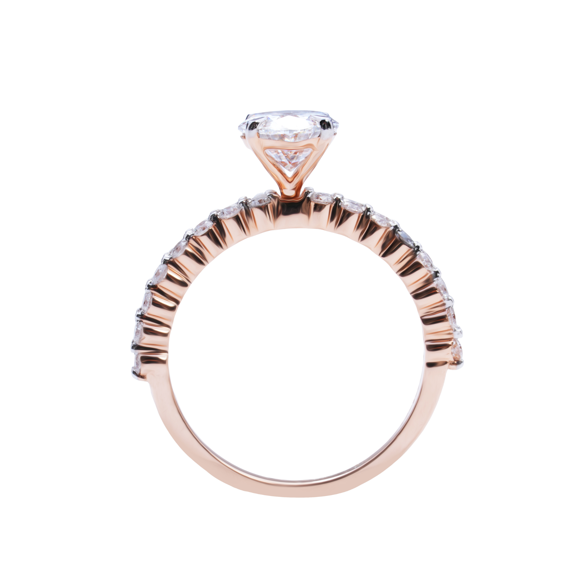 Glided Crescent Oval Solitaire Ring