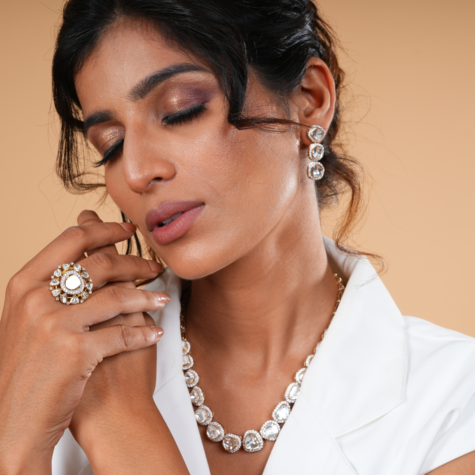 Mahira Bloom Lab Grown Polki Earrings