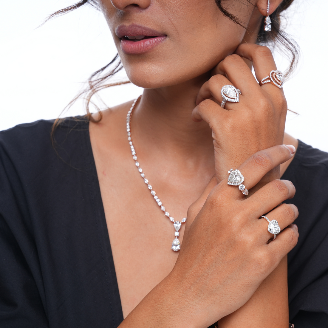 Phoenix Lace Tear Drop Diamond Necklace