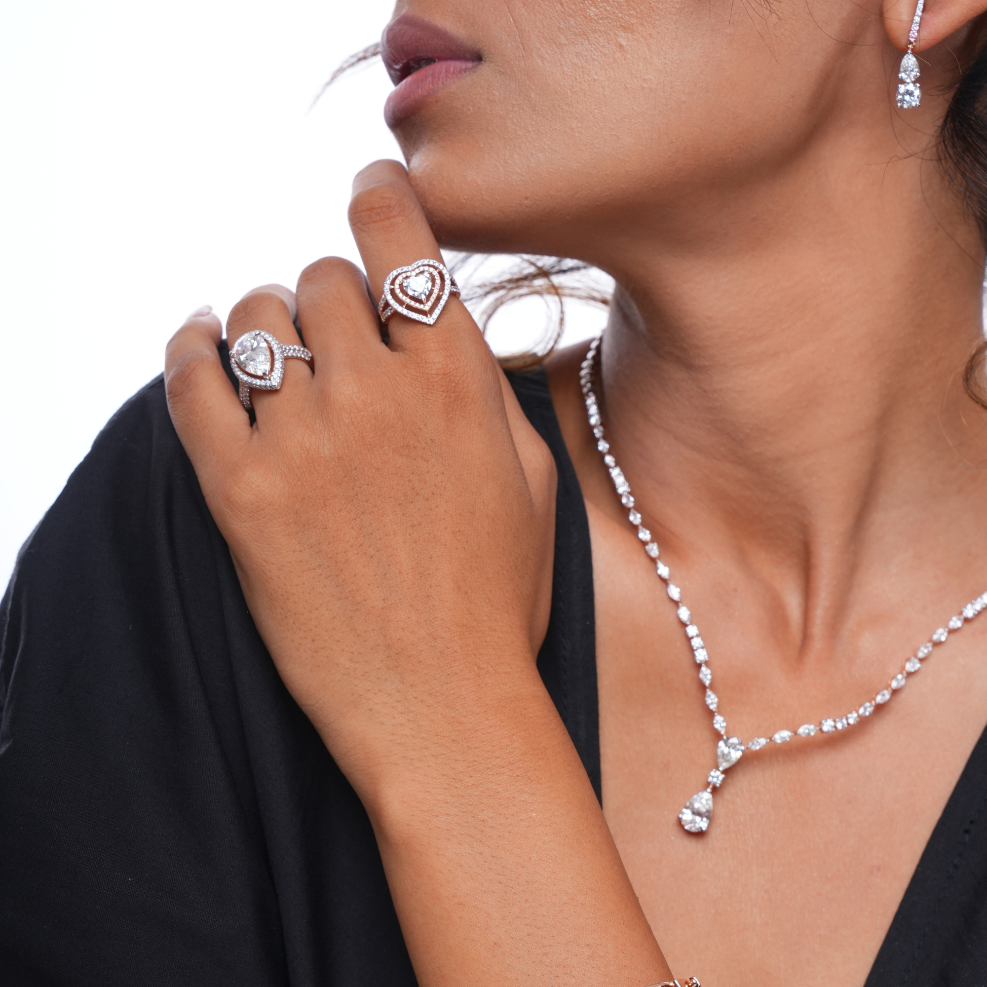 Phoenix Lace Tear Drop Diamond Necklace