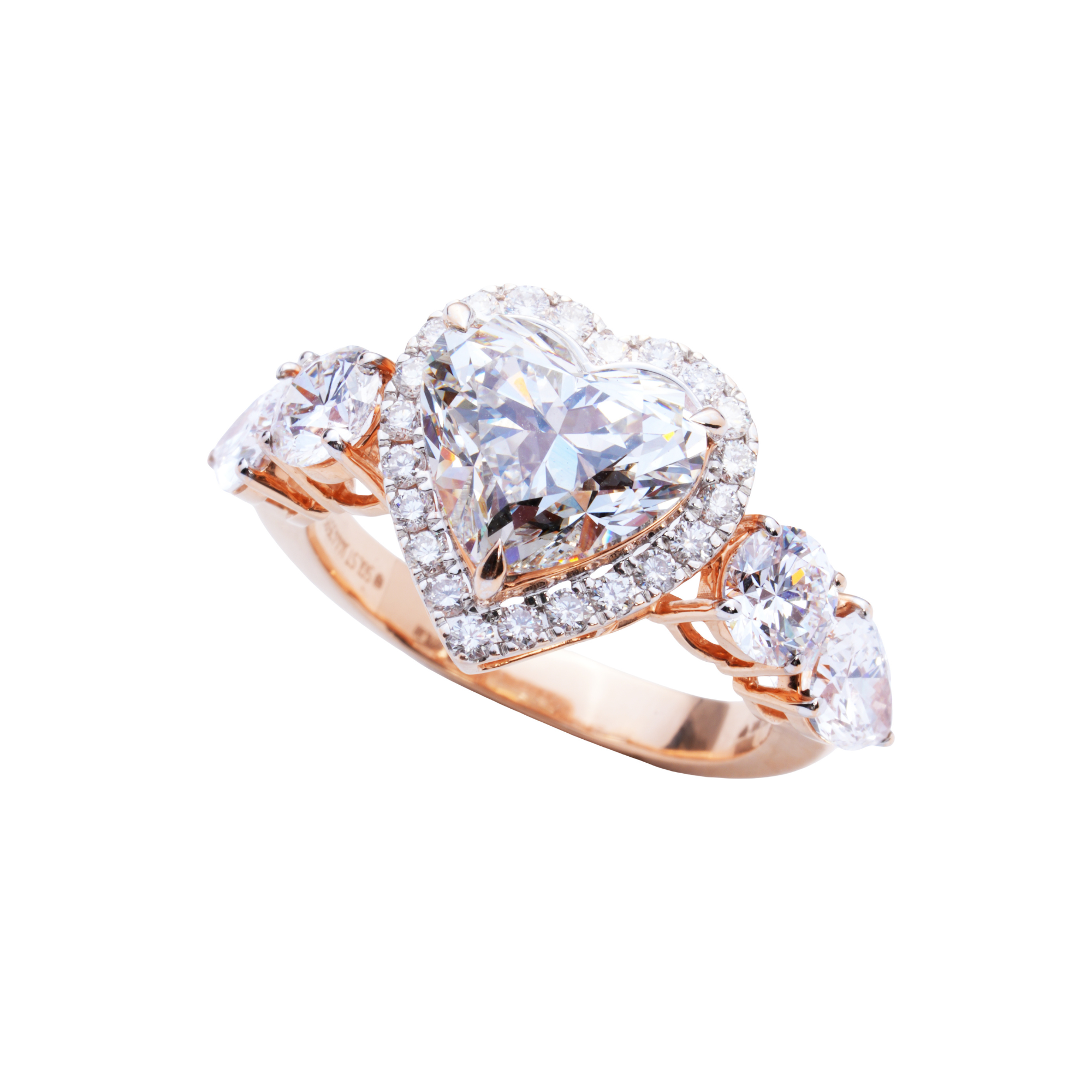 3 CT Quintet Romance Heart Diamond Ring