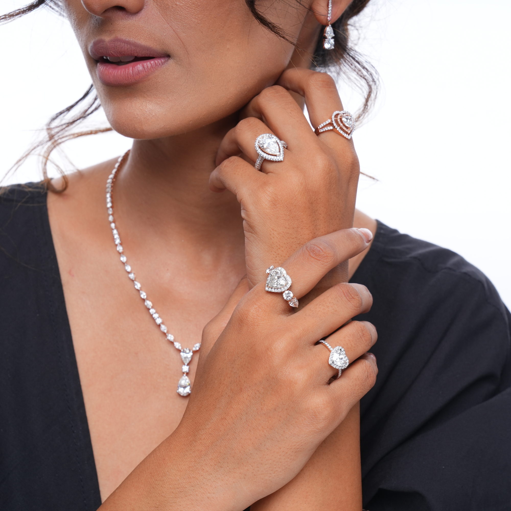 3 CT Quintet Romance Heart Diamond Ring