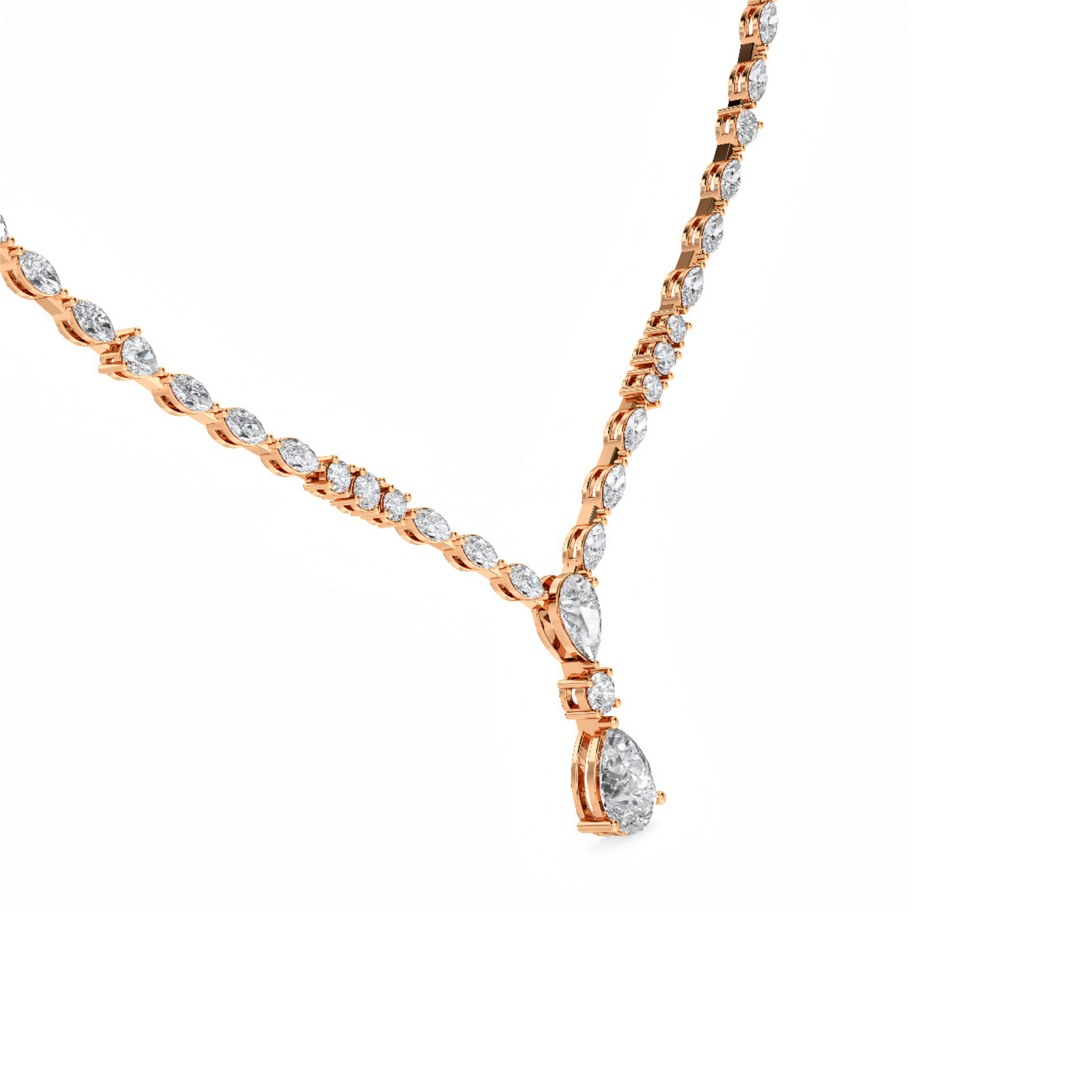 Phoenix Lace Tear Drop Diamond Necklace