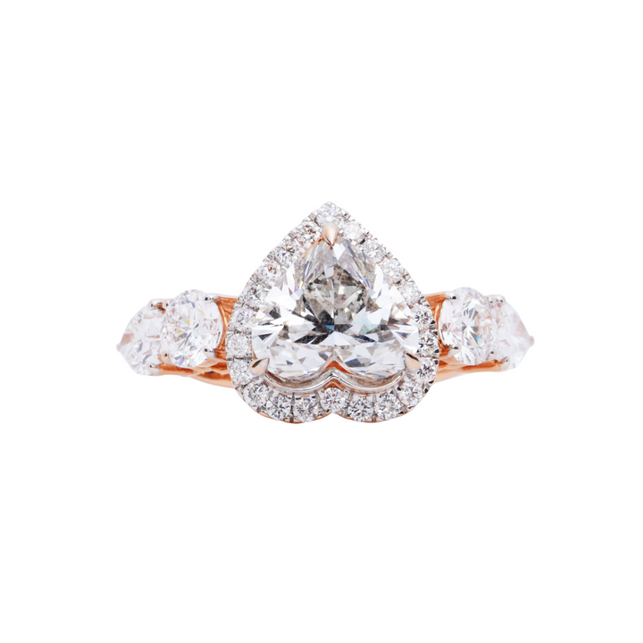 3 CT Quintet Romance Heart Diamond Ring
