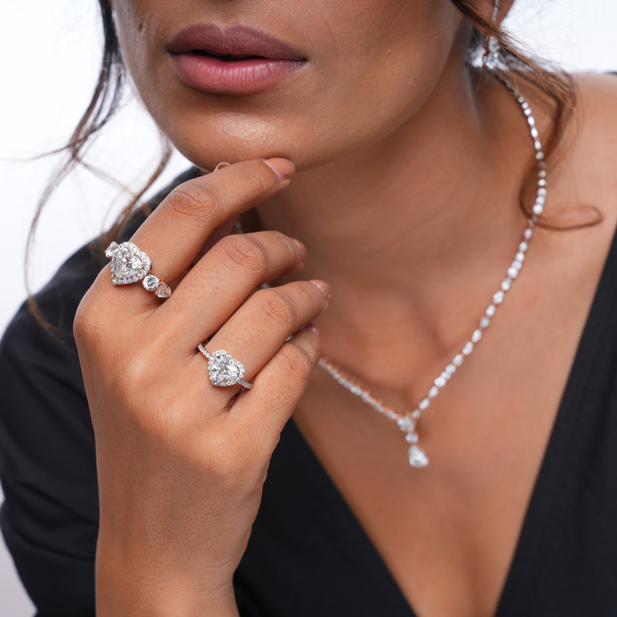 3 CT Quintet Romance Heart Diamond Ring