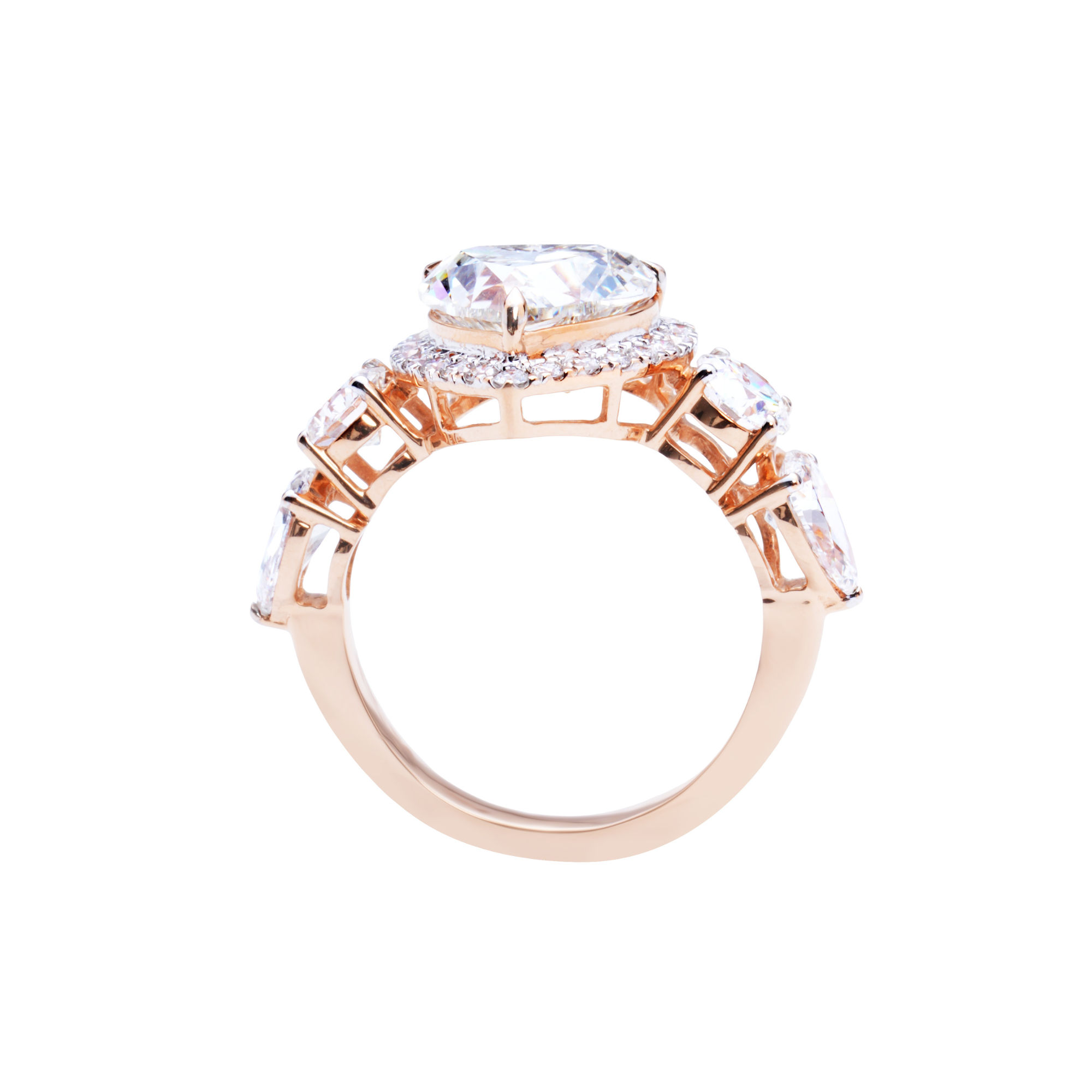 3 CT Quintet Romance Heart Diamond Ring