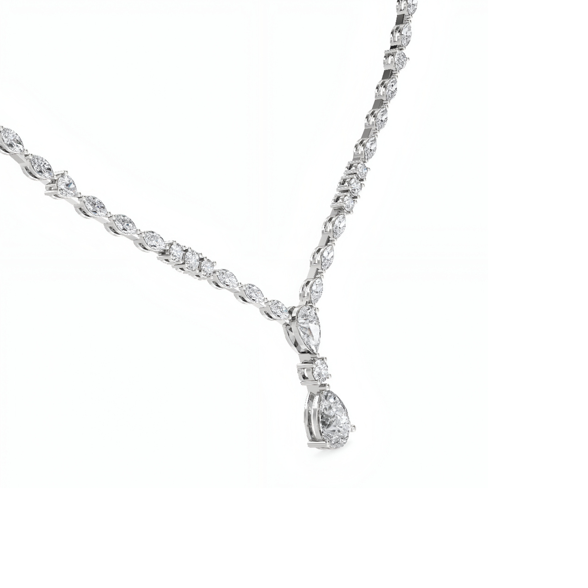 Phoenix Lace Tear Drop Diamond Necklace